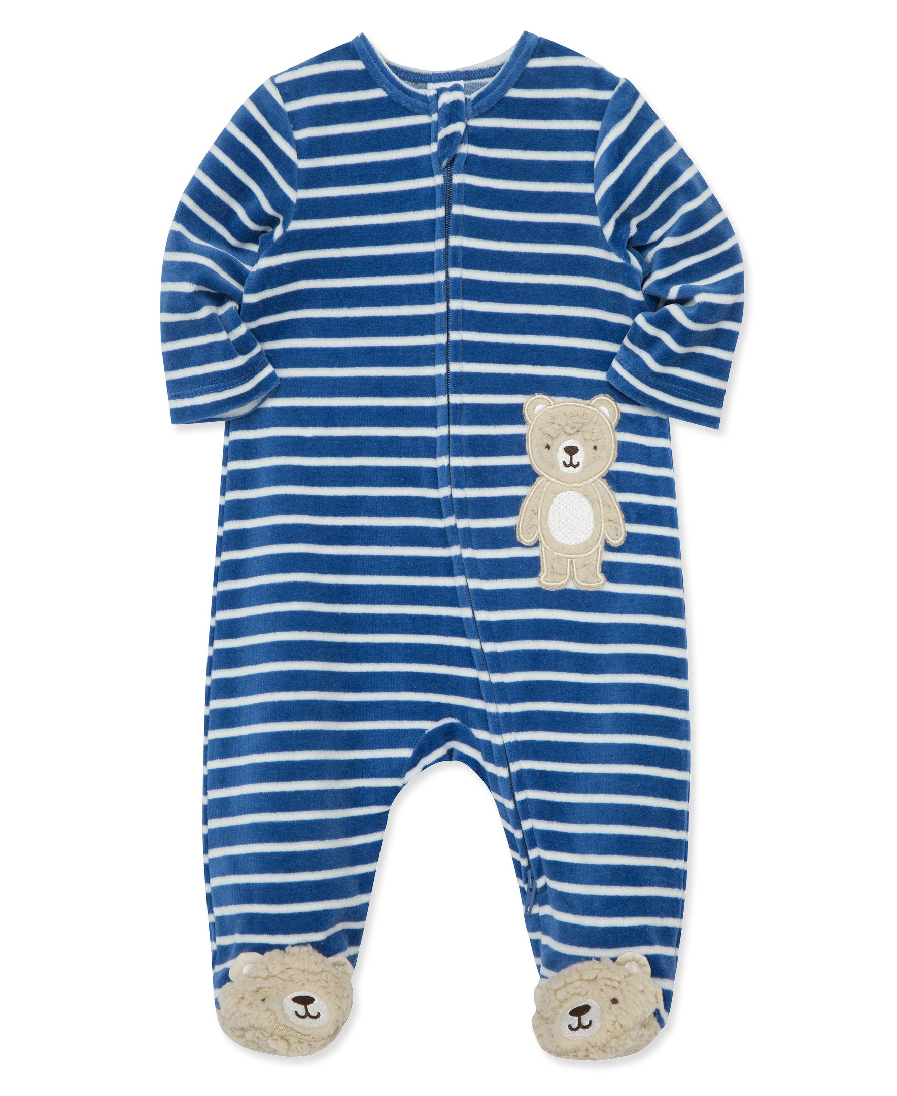 Fuzzy Bear Velour 2-Way-Zip Footie - Little Me