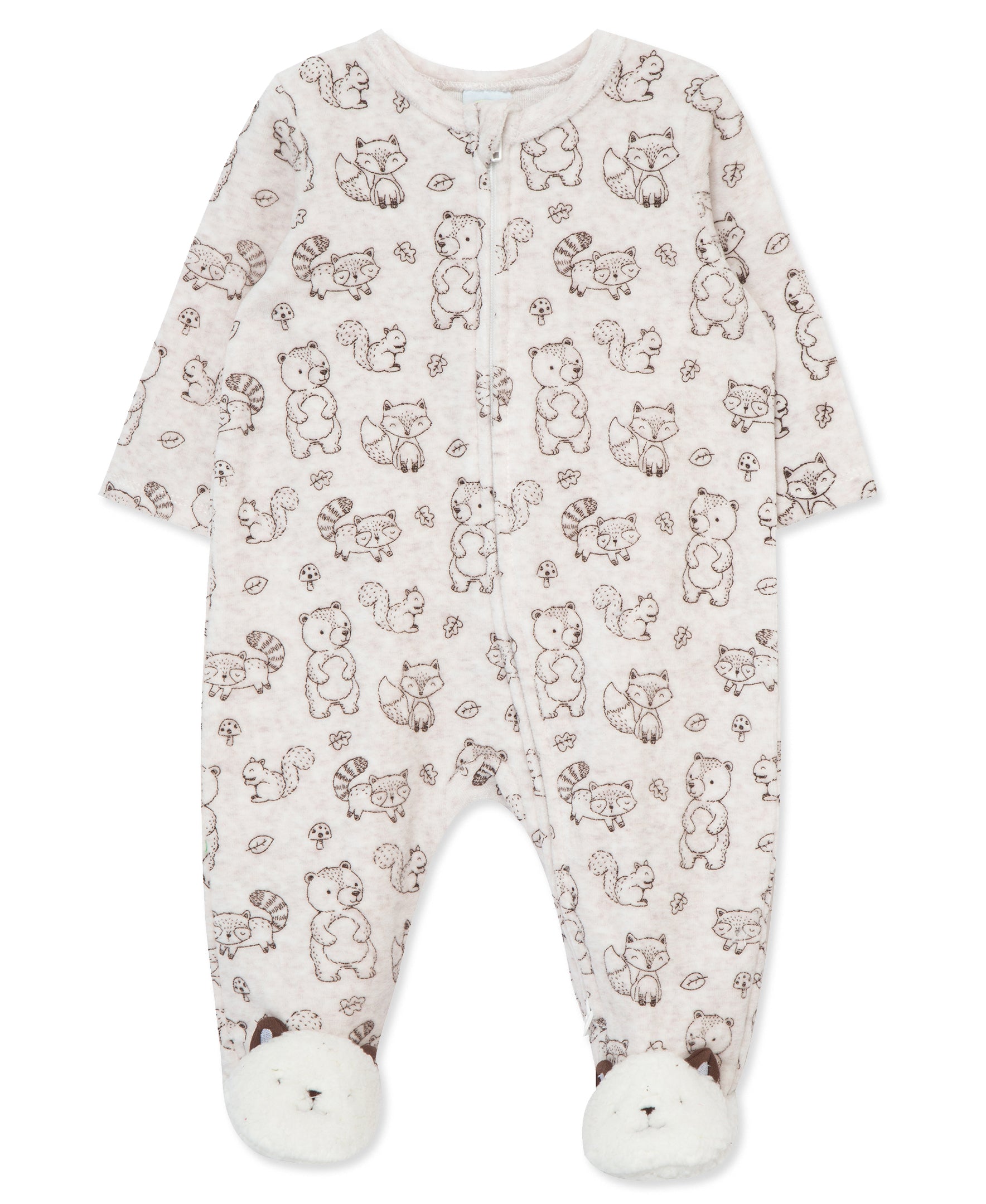 Woodland Velour 2-Way-Zip Footie - Little Me