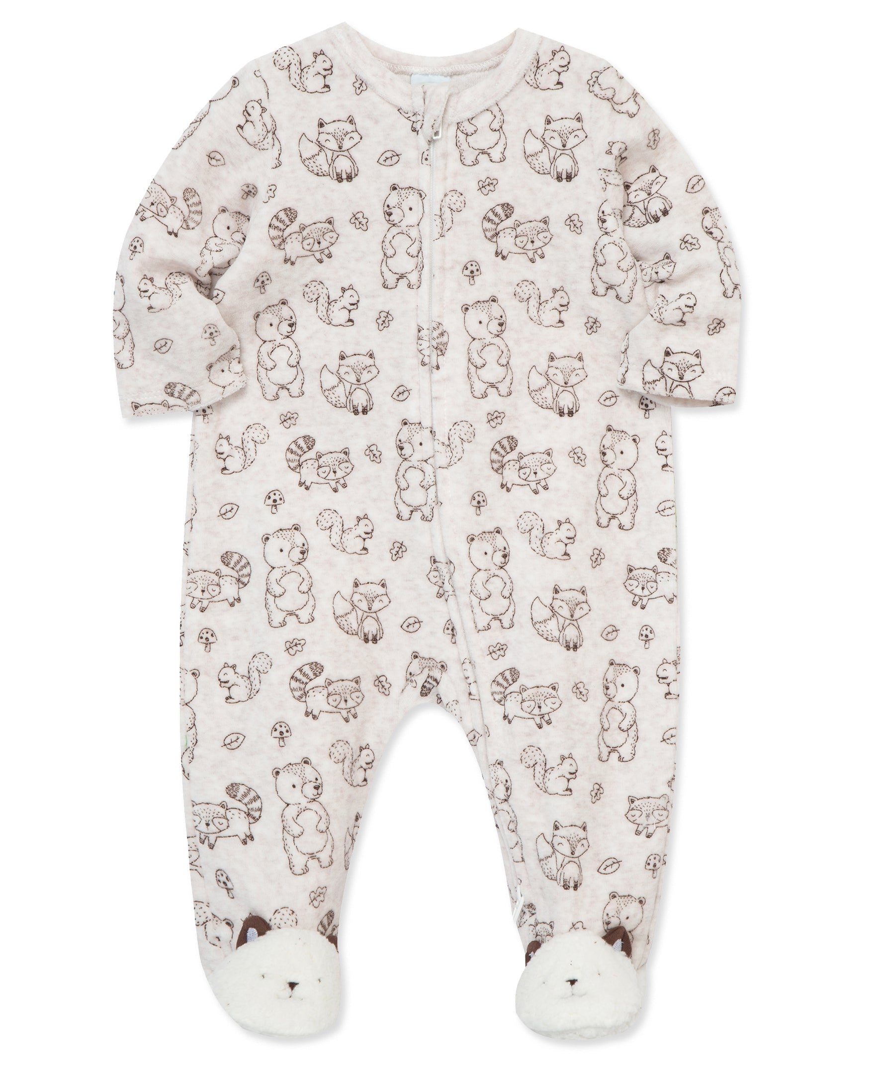 Woodland Velour 2-Way-Zip Footie - Little Me