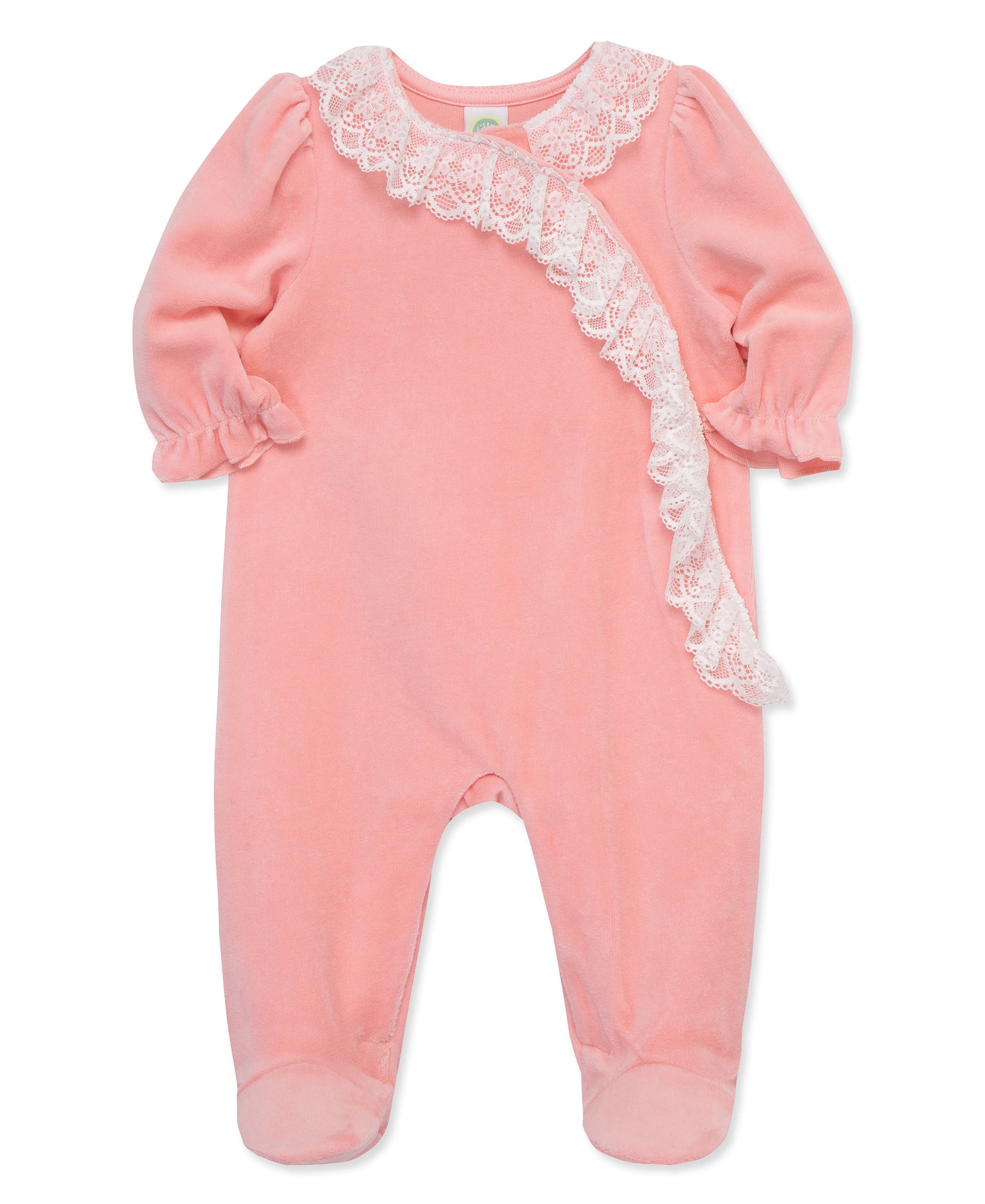 Lace Cascade Velour Footie - Little Me