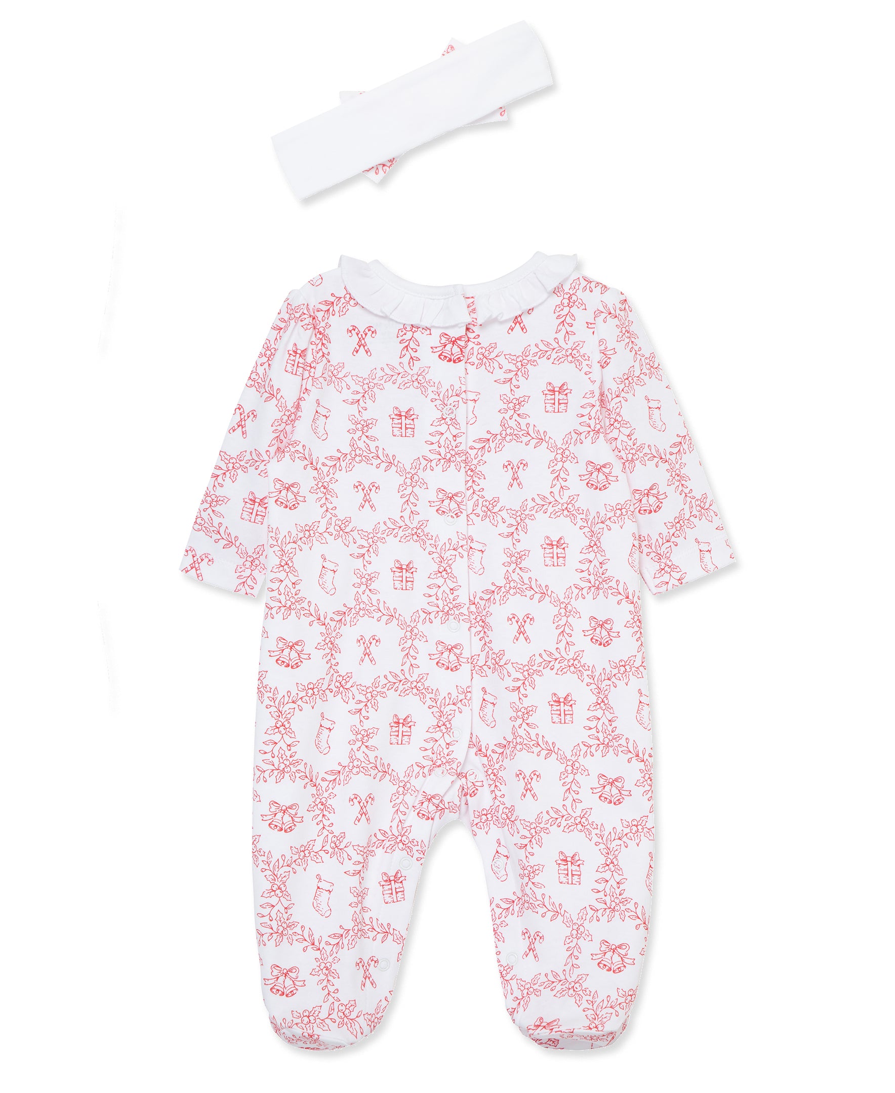 Festive Toile Footie & Headband - Little Me