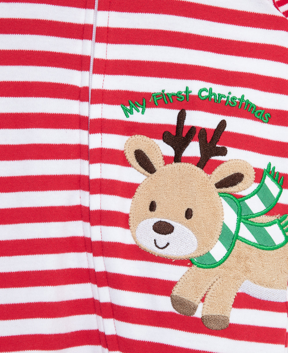 Reindeer Stripe 2-Way-Zip Footie - Little Me