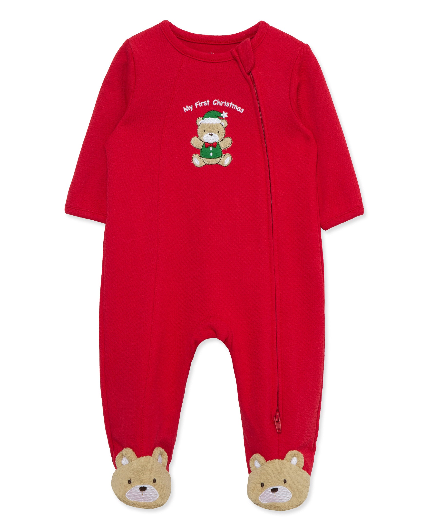 Christmas Bear 2-Way-Zip Footie - Little Me