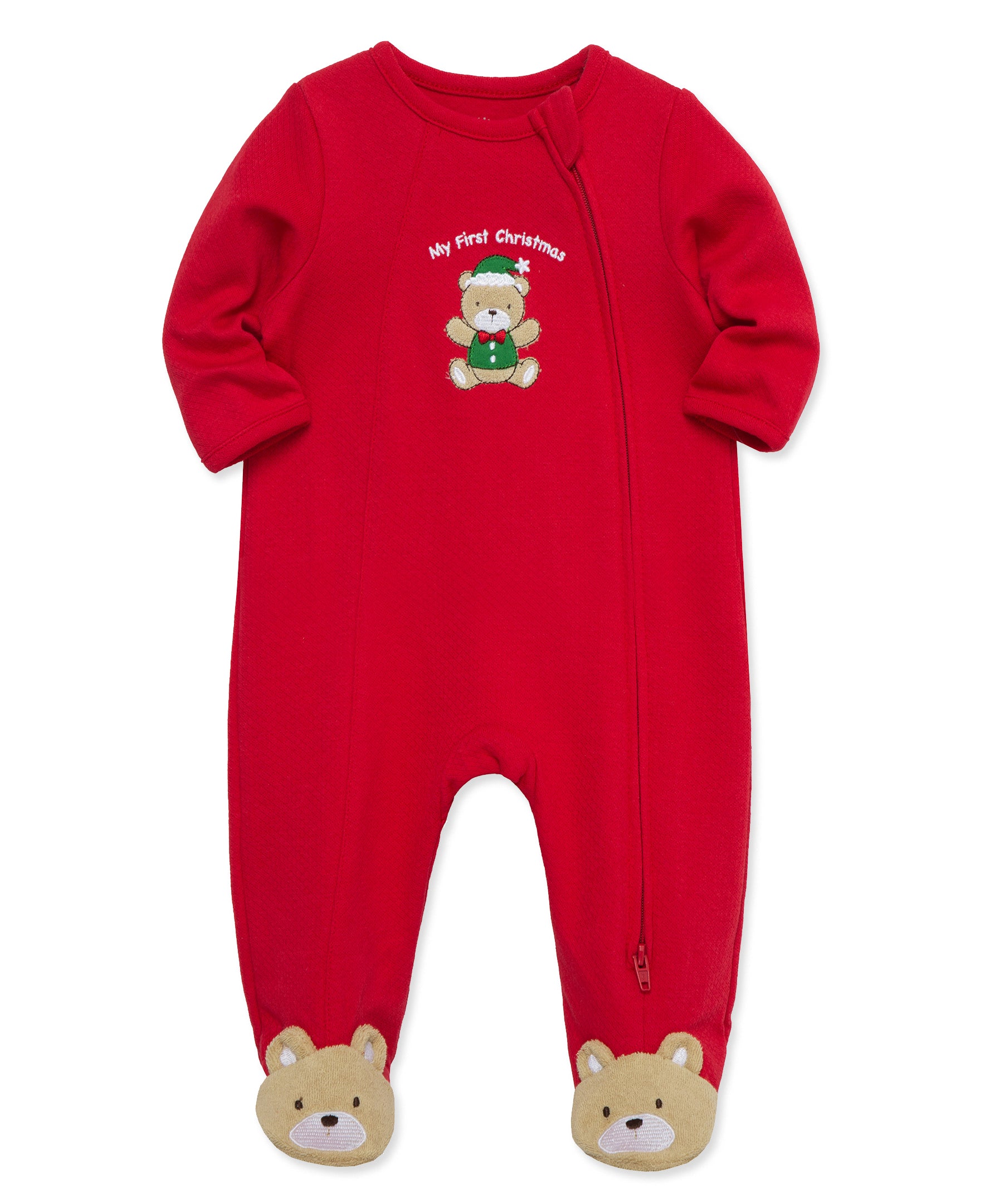 Christmas Bear 2-Way-Zip Footie - Little Me