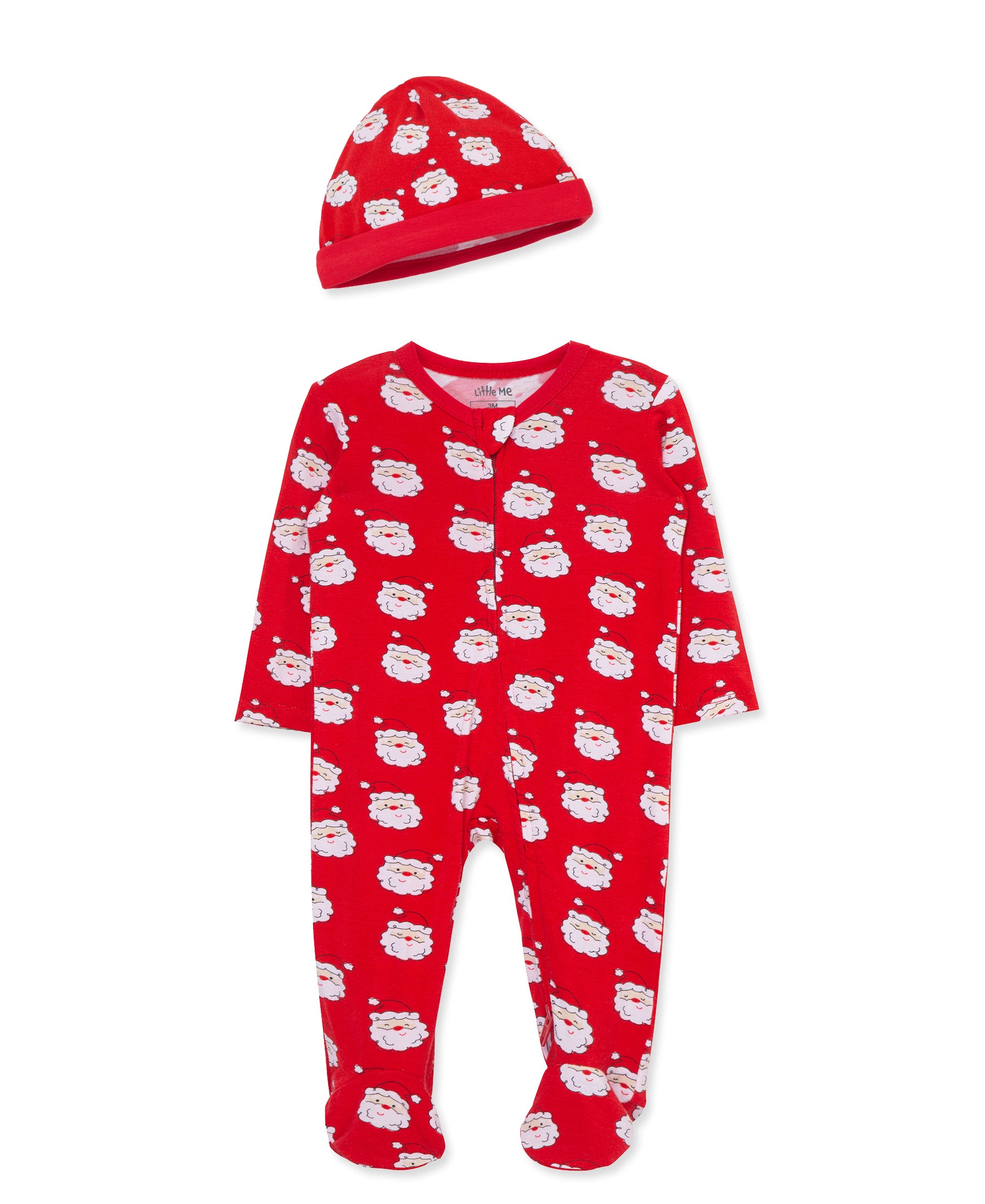 Santa 2-Way-Zip Footie & Hat (NB-9M) - Little Me