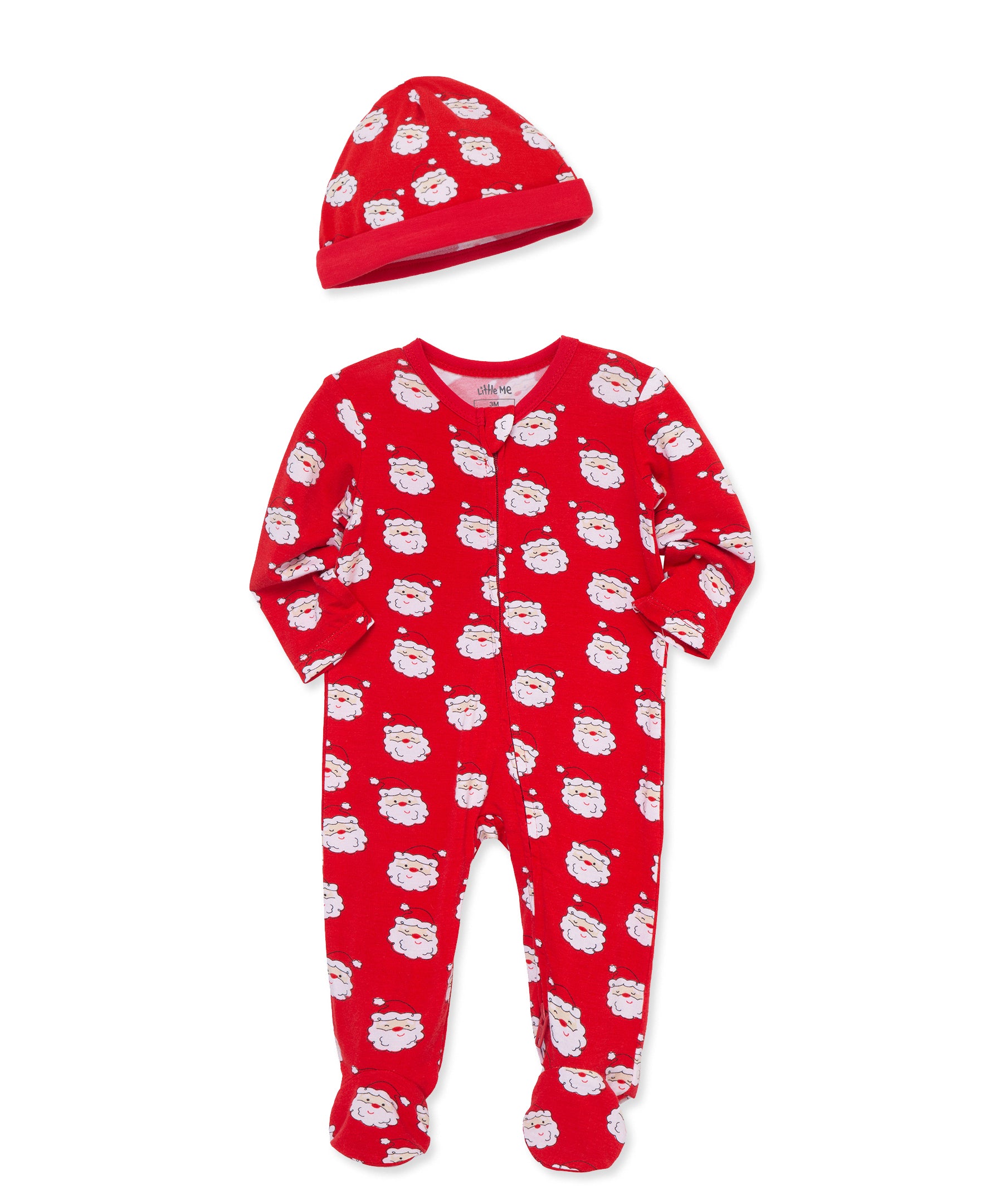 Santa 2-Way-Zip Footie & Hat (NB-9M) - Little Me