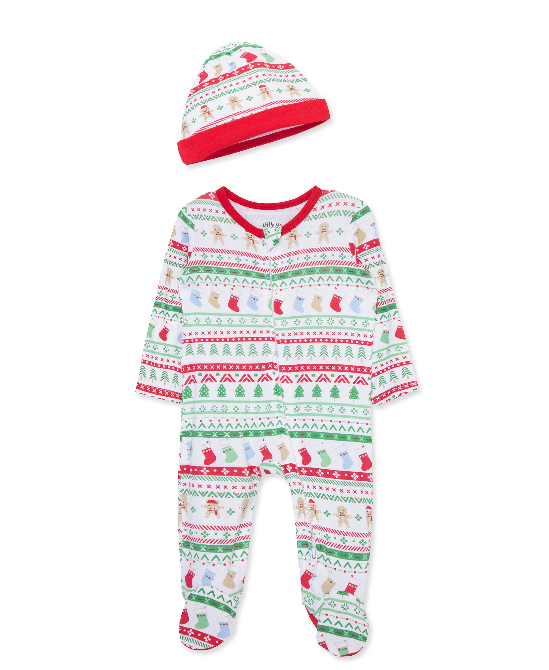 Fair Isle 2-Way-Zip Footie & Hat (NB-9M) - Little Me