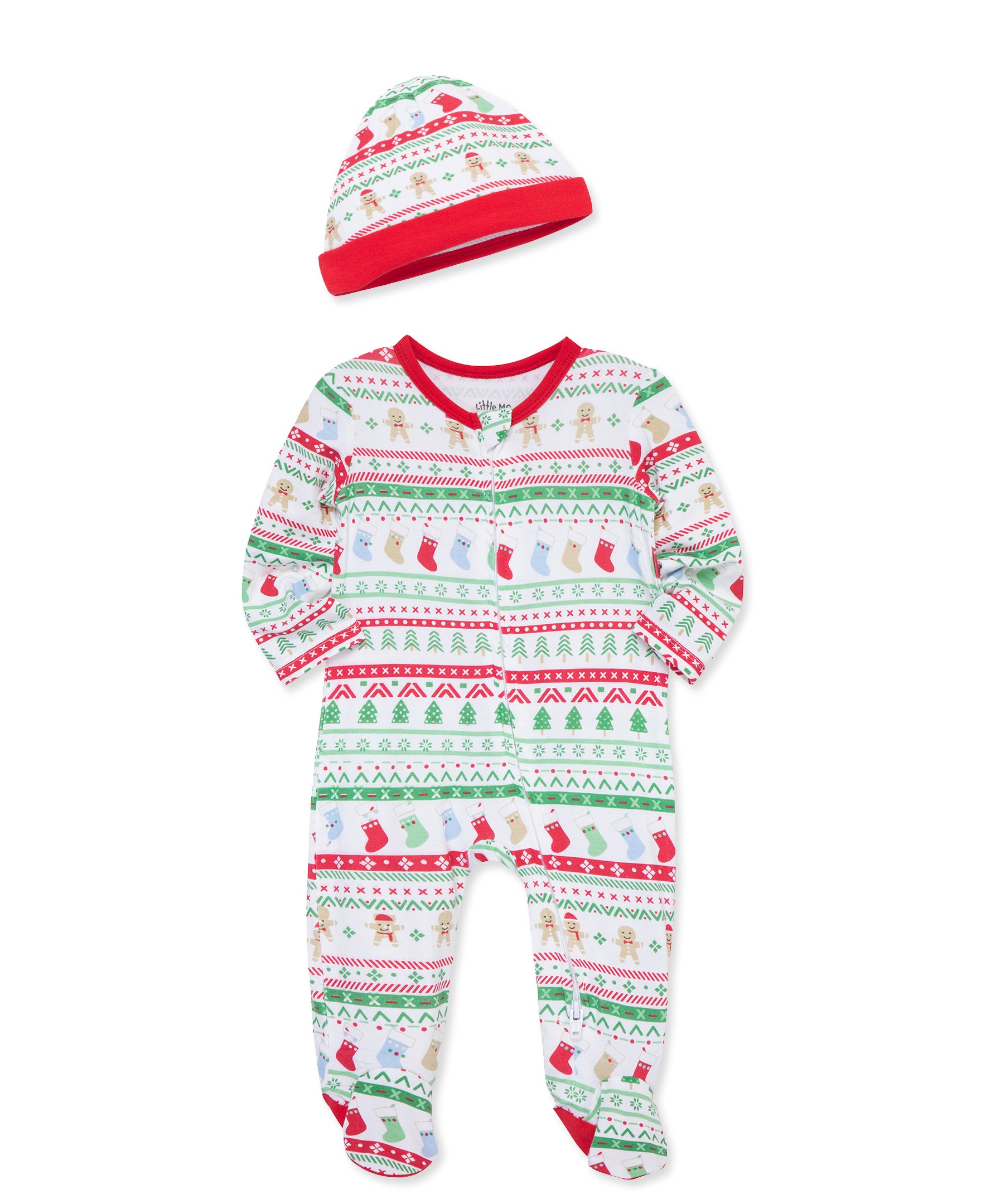 Fair Isle 2-Way-Zip Footie & Hat (NB-9M) - Little Me