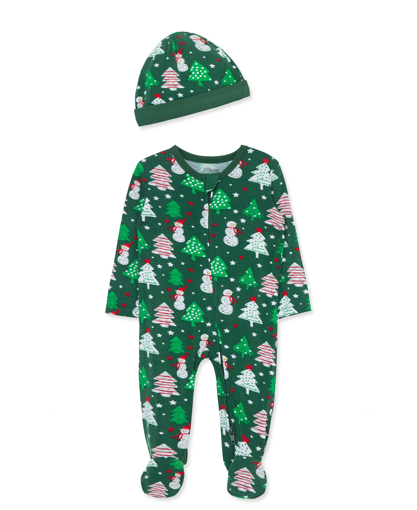 Snowman 2-Way-Zip Footie & Hat (NB-9M) - Little Me