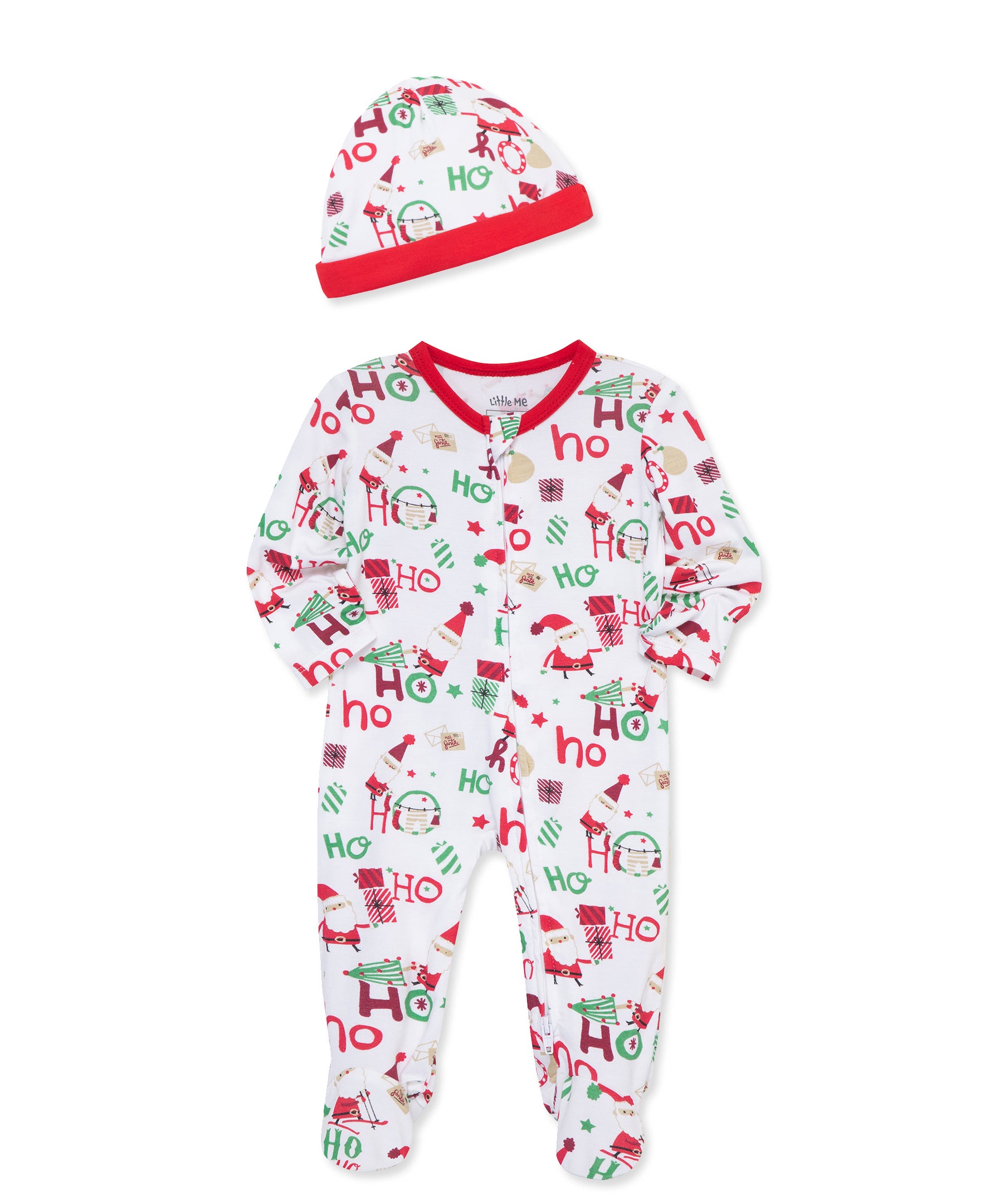 Ho Ho Ho 2-Way-Zip Footie & Hat (NB-9M) - Little Me