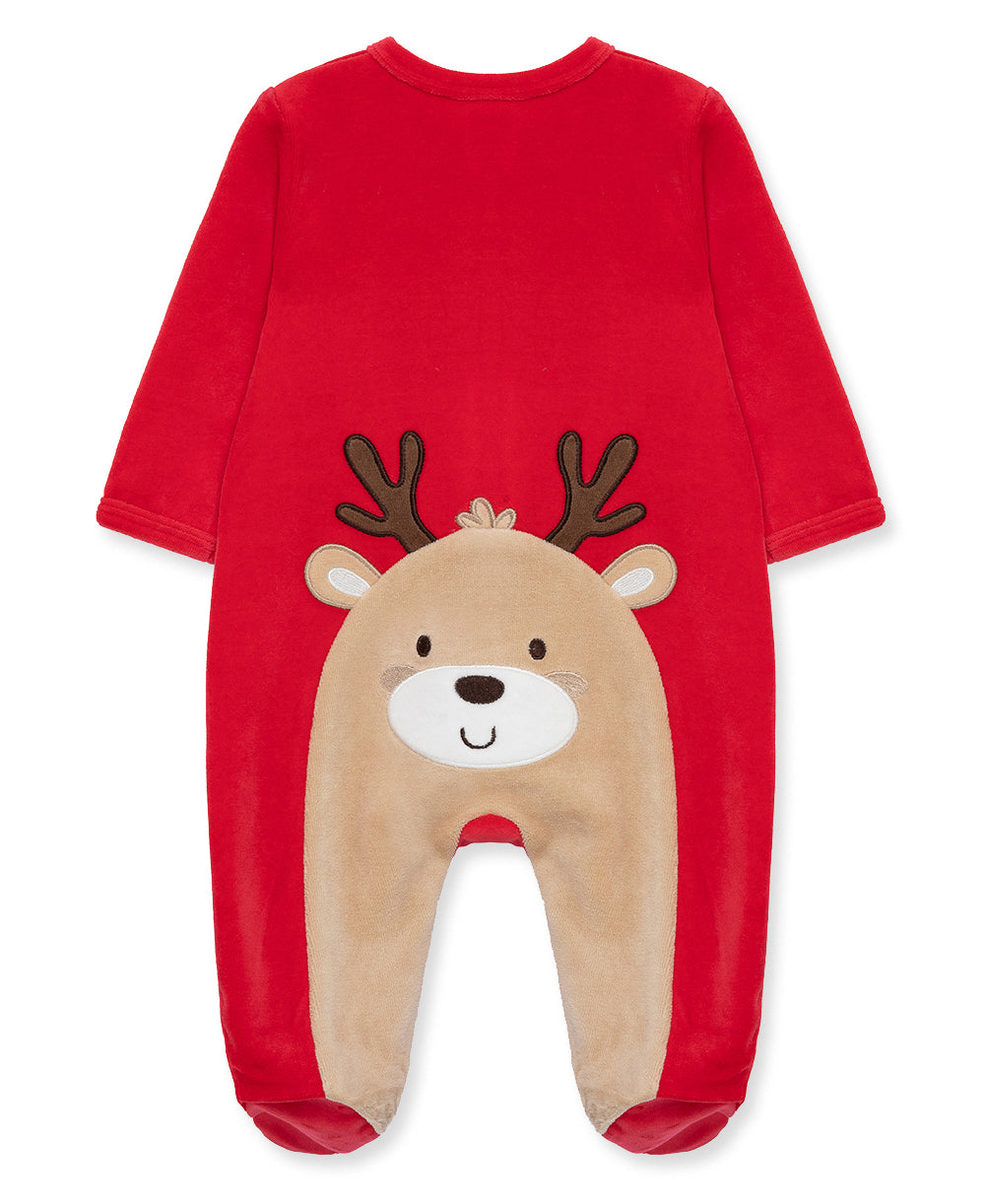 Reindeer Velour 2-Way-Zip Footie - Little Me