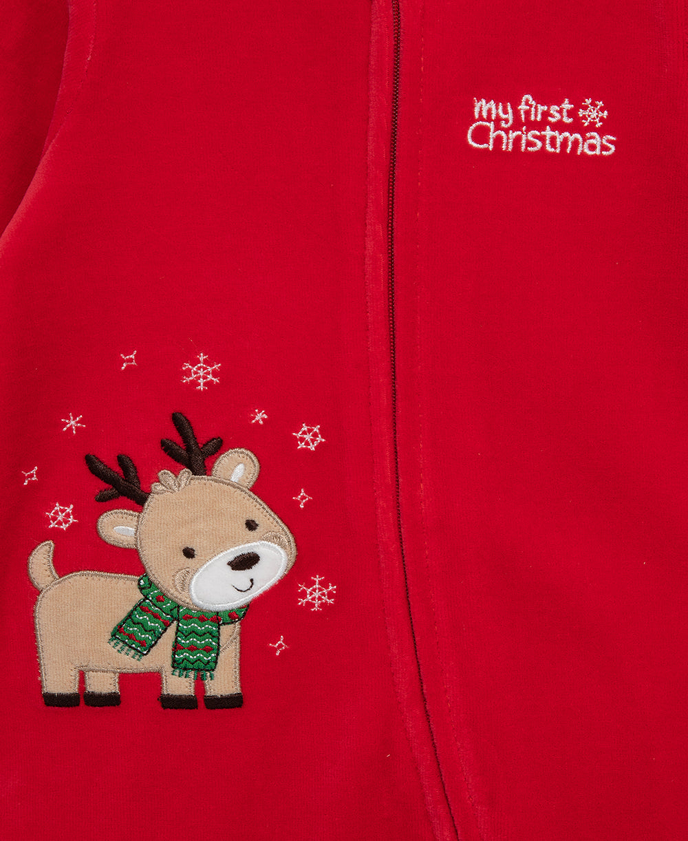 Reindeer Velour 2-Way-Zip Footie - Little Me