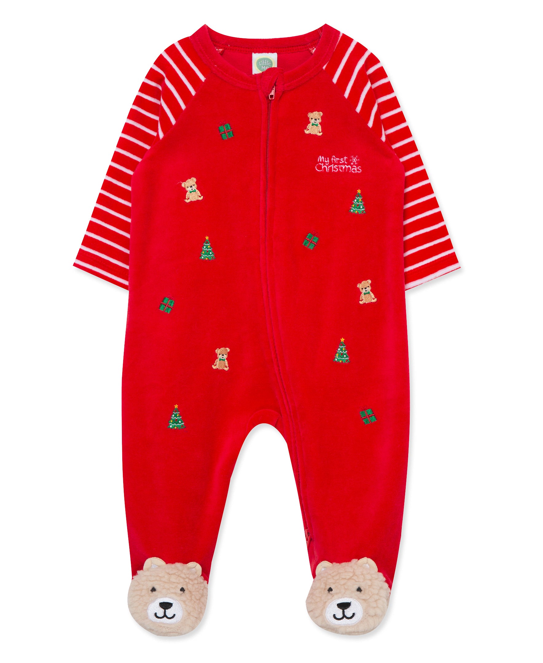 Toy Bear Velour 2-Way-Zip Footie - Little Me