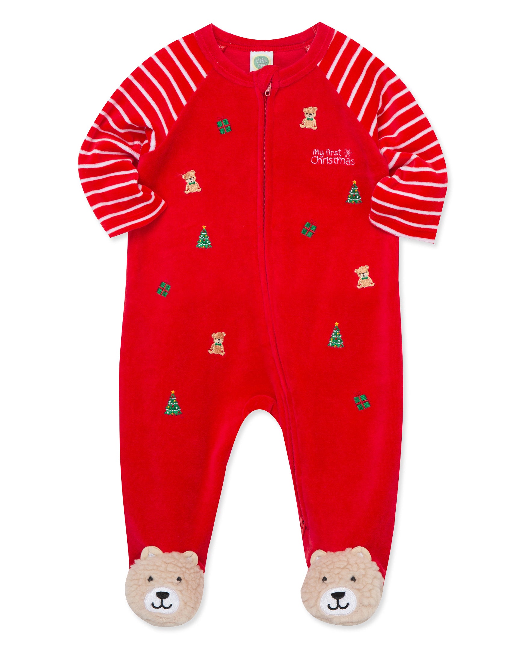 Toy Bear Velour 2-Way-Zip Footie - Little Me