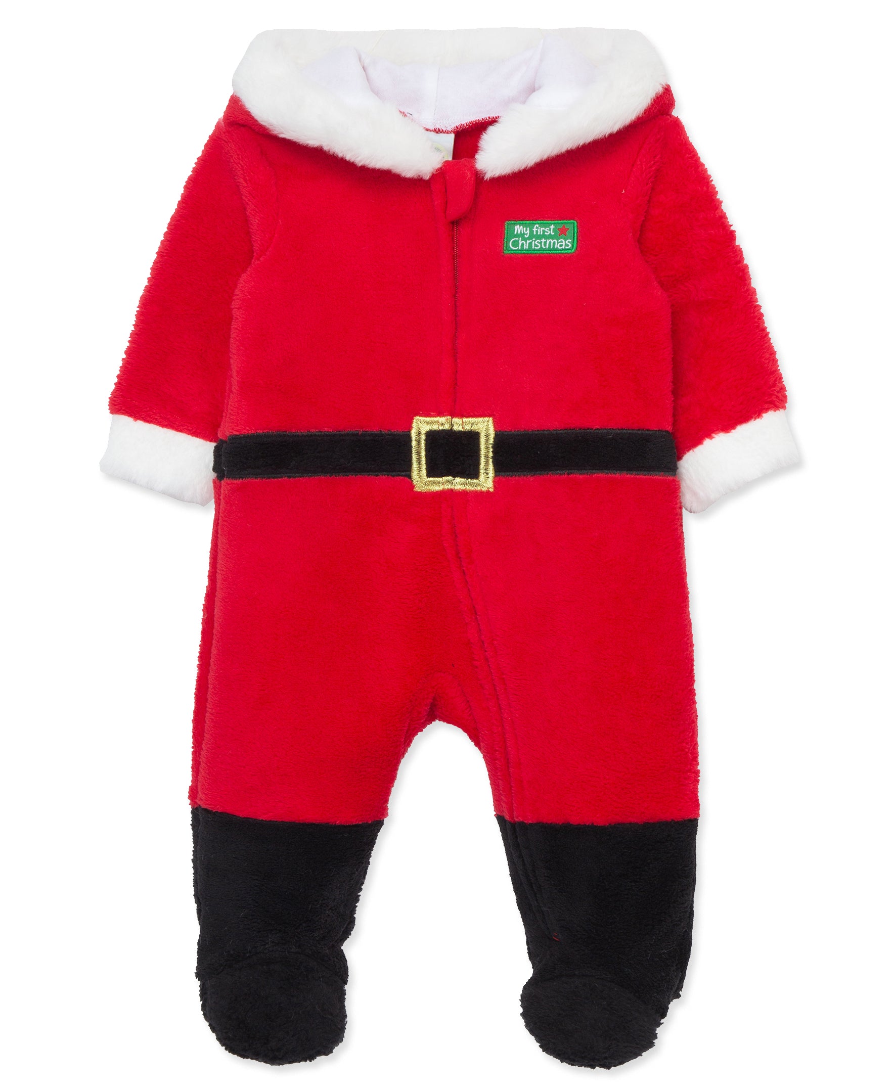 Santa Velour Zip Front Footie - Little Me