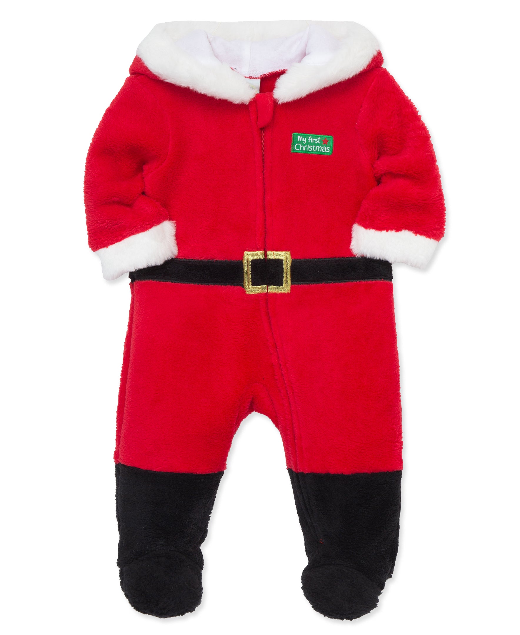 Santa Velour Zip Front Footie - Little Me