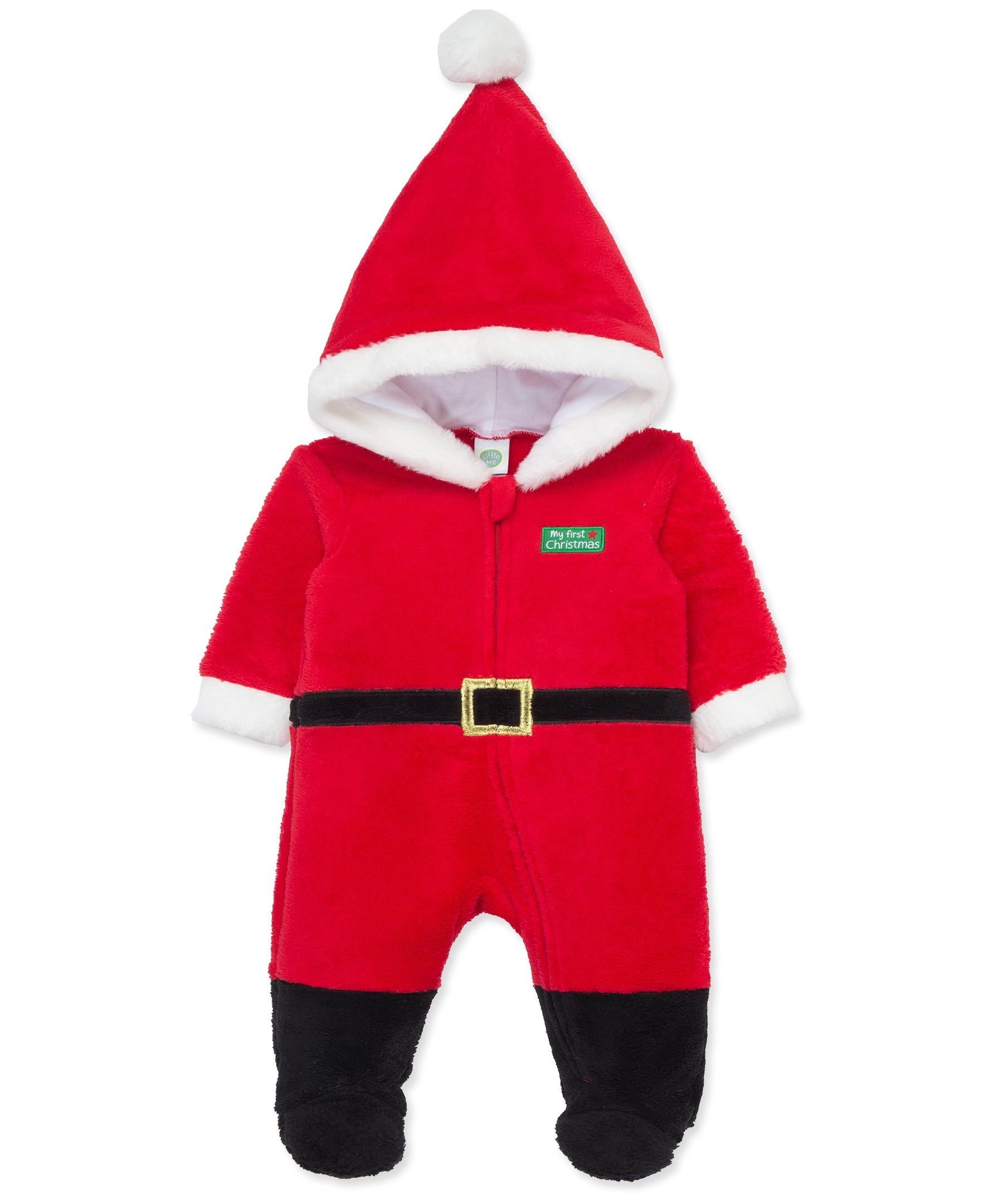 Santa Velour Zip Front Footie - Little Me