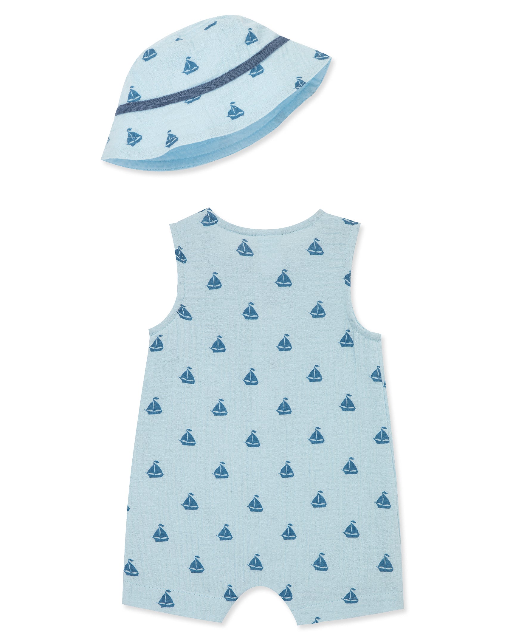 Sailboat Gauze Romper & Hat Set - Little Me