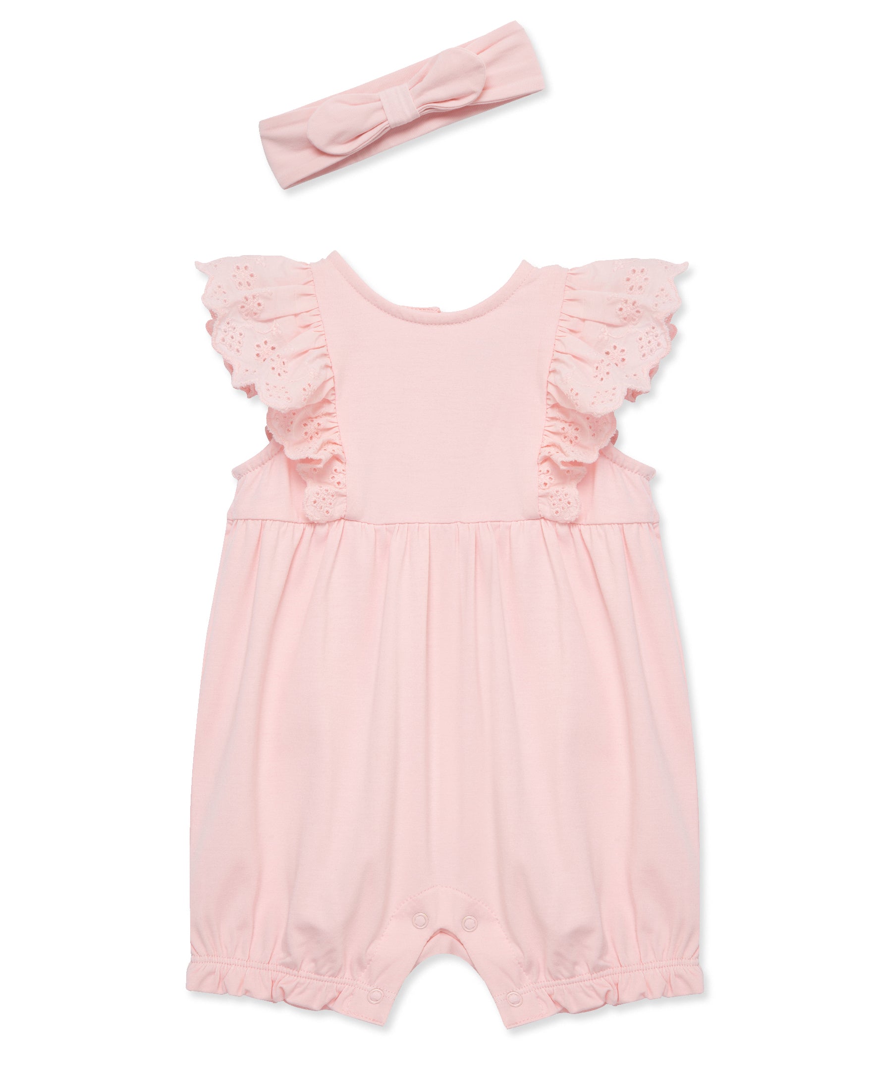 Rose Eyelet Romper & Headband Set - Little Me