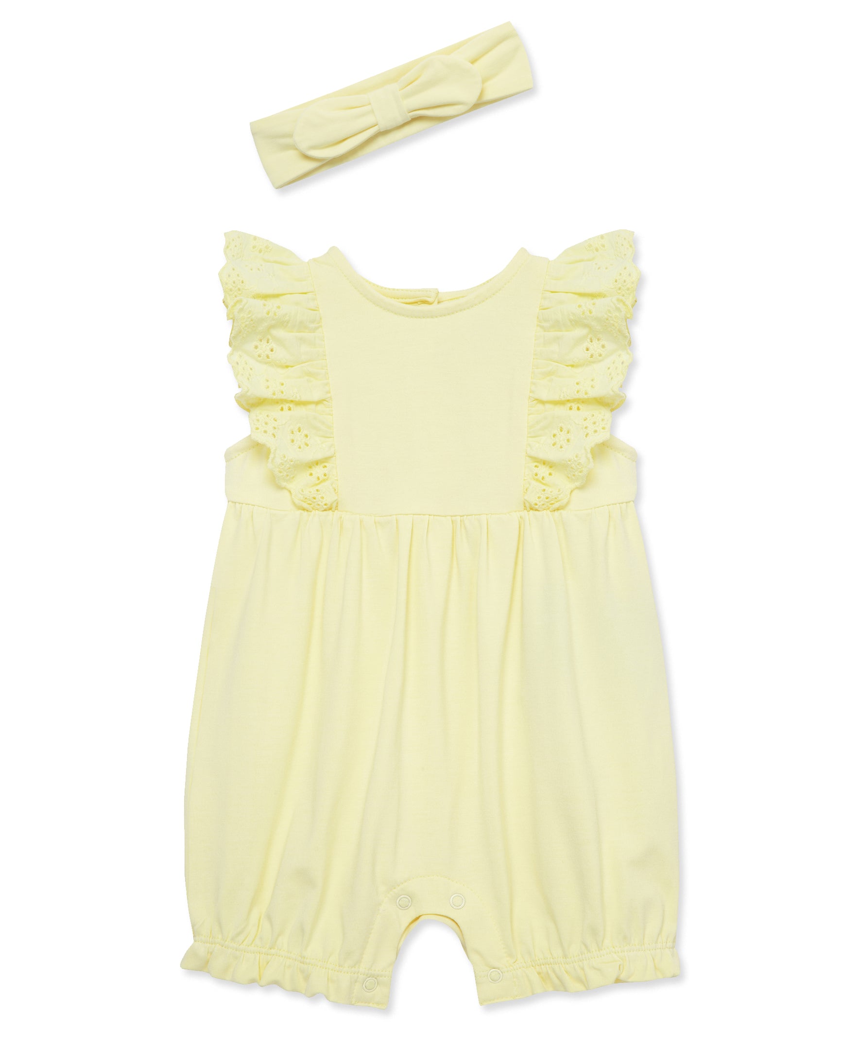 Yellow Eyelet Romper & Headband Set - Little Me