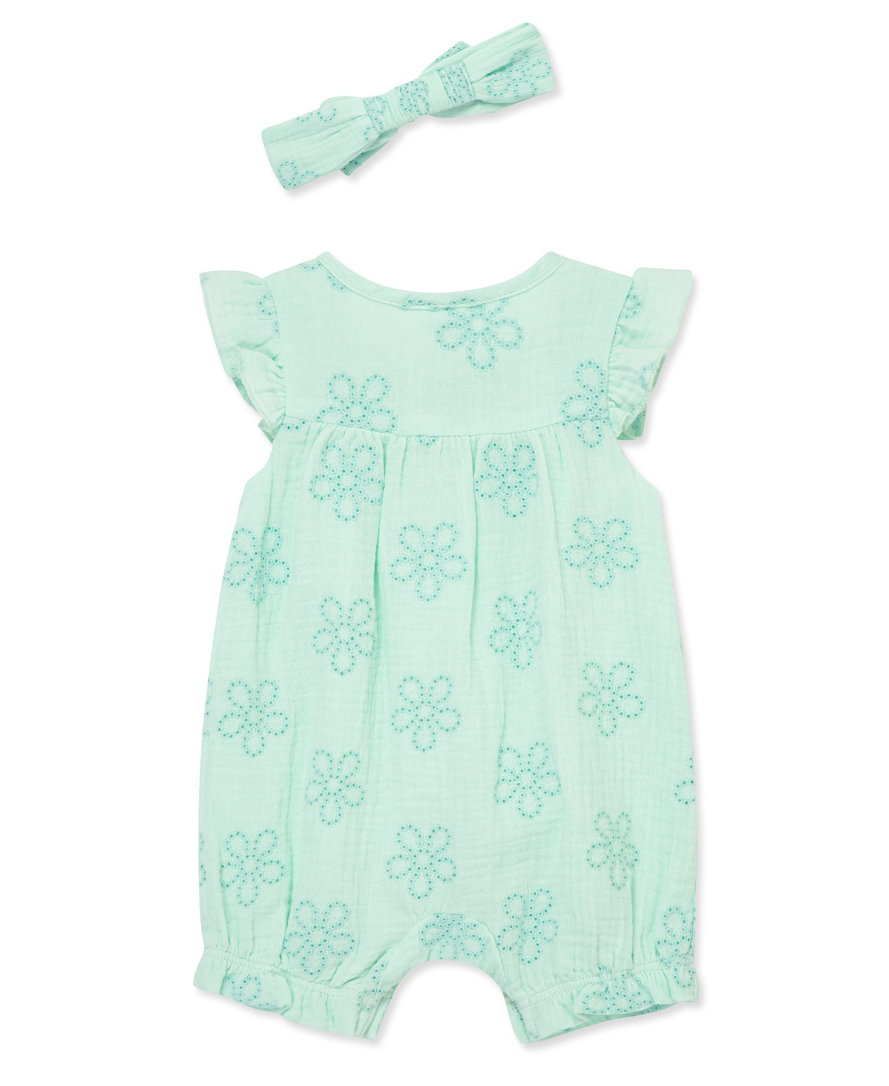 Eyelet Gauze Romper & Headband Set - Little Me