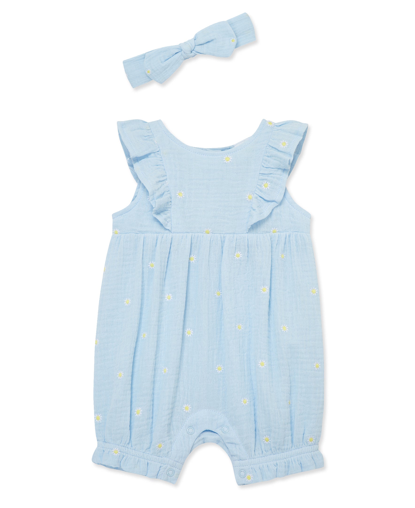 Daisy Gauze Romper & Headband Set - Little Me