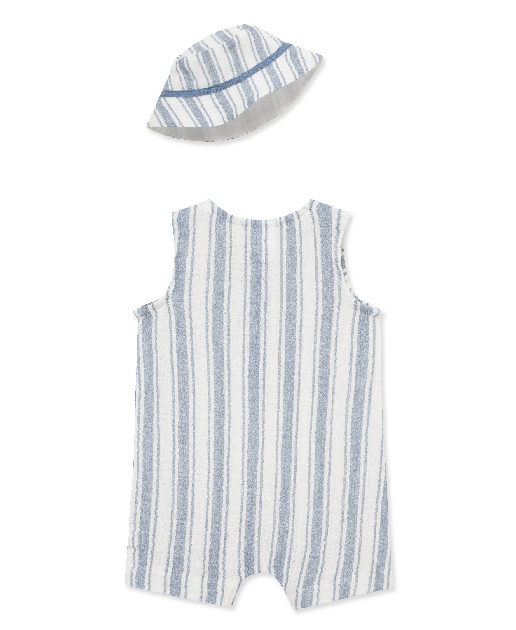 Striped Gauze Romper & Hat Set - Little Me