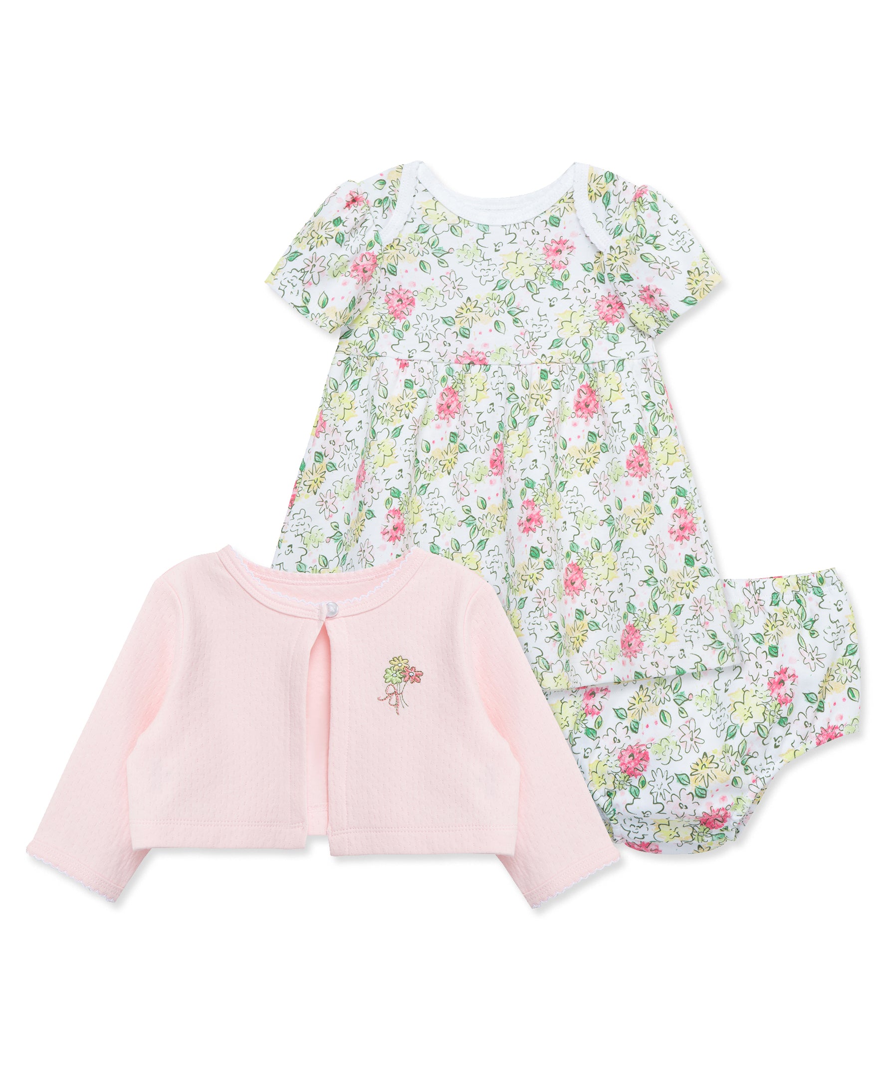 Bouquet Dress & Cardigan Set - Little Me