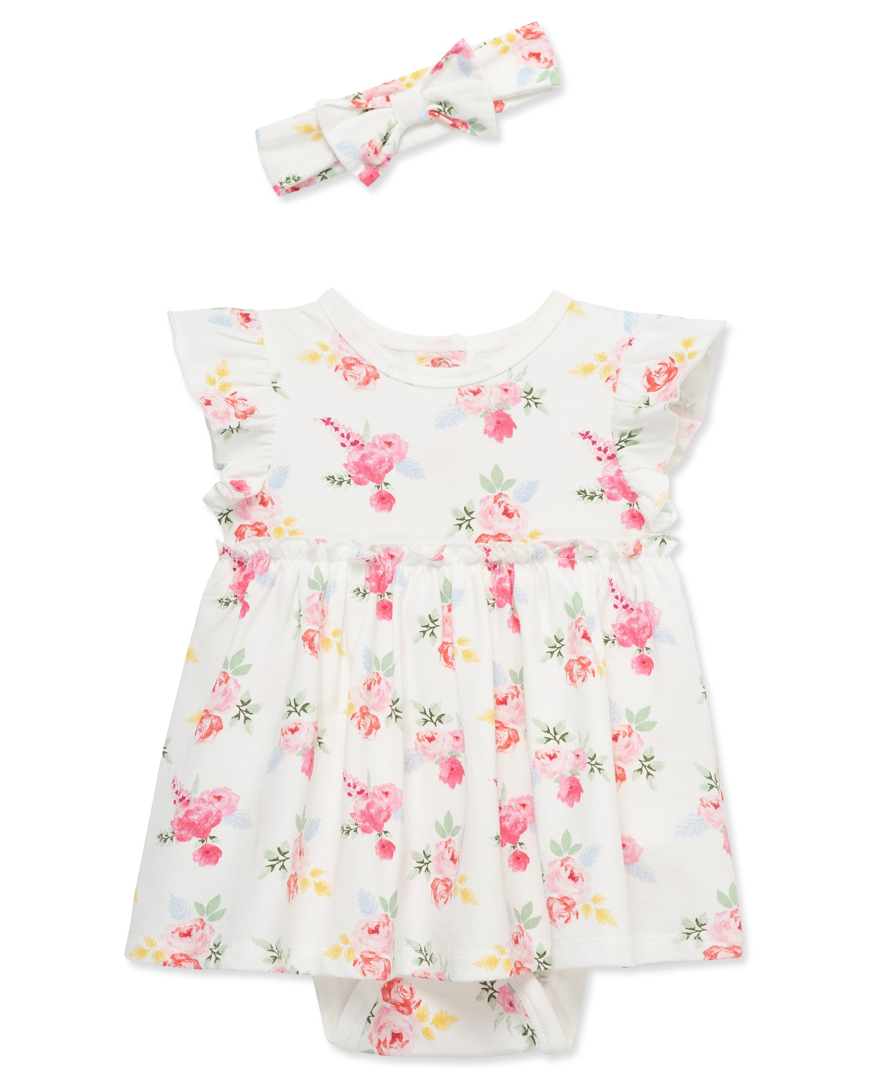 Roses Bodysuit Dress & Headband Set - Little Me