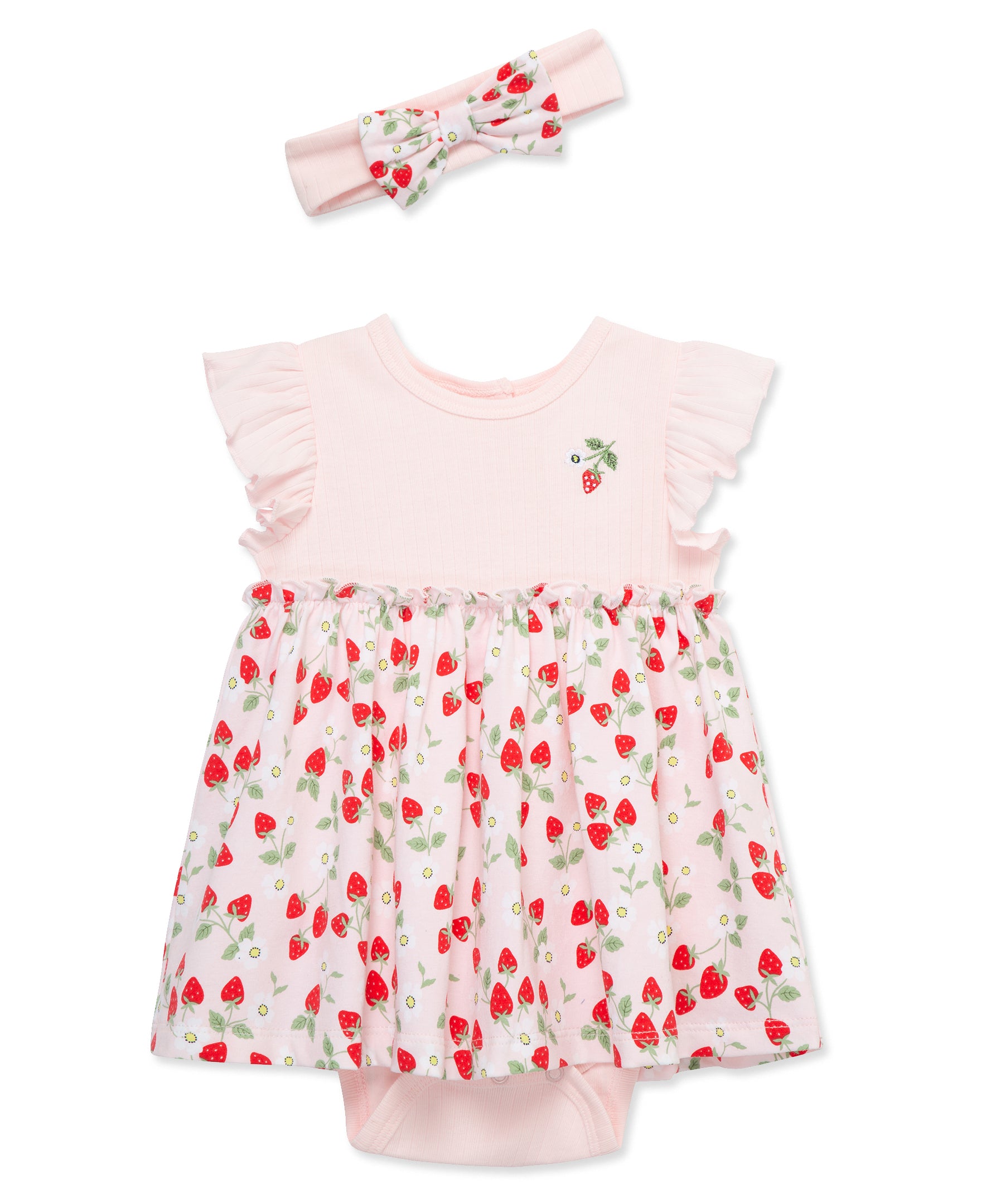 Strawberries Bodysuit Dress & Headband Set - Little Me