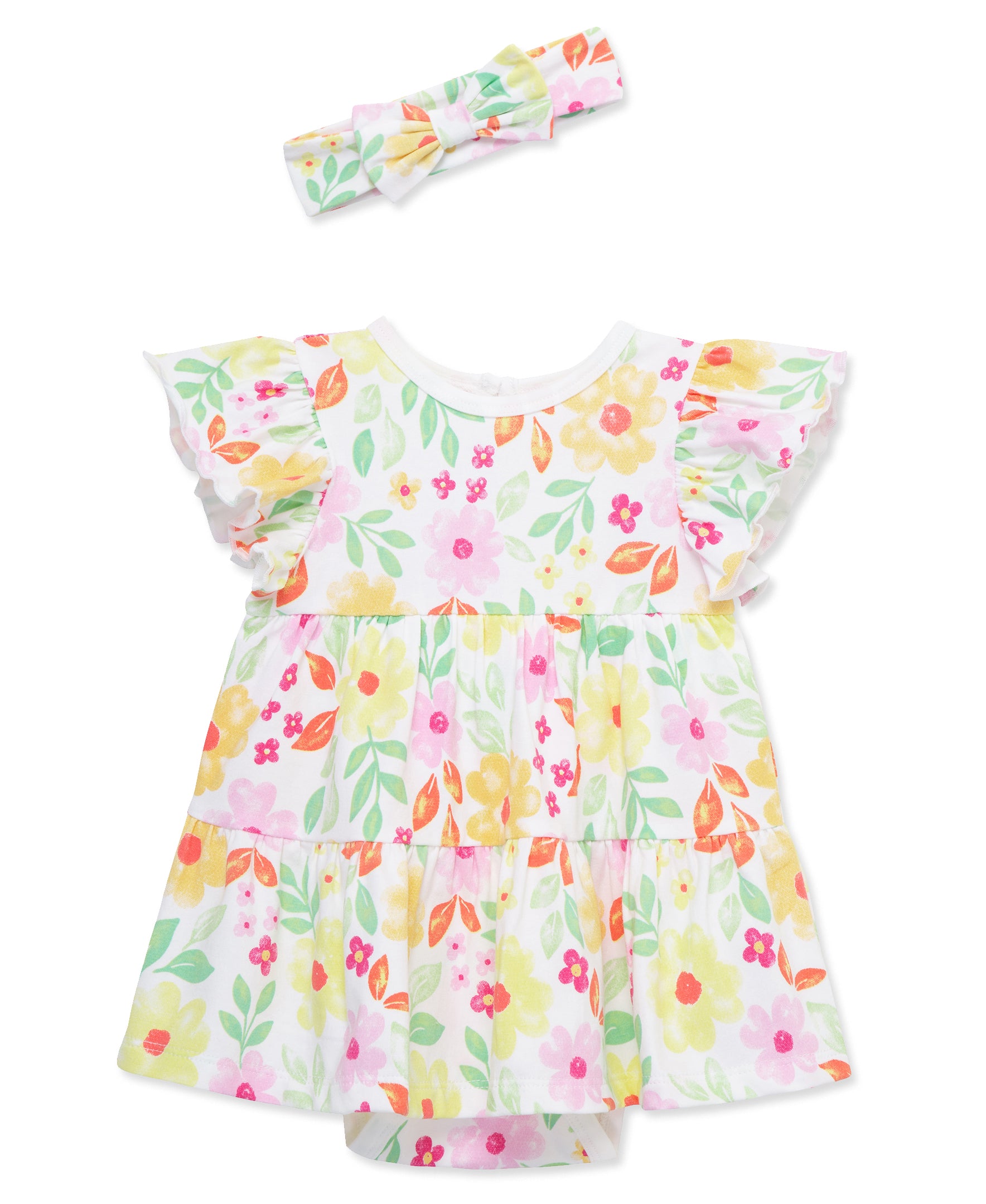 Happy Floral Bodysuit Dress & Headband Set - Little Me