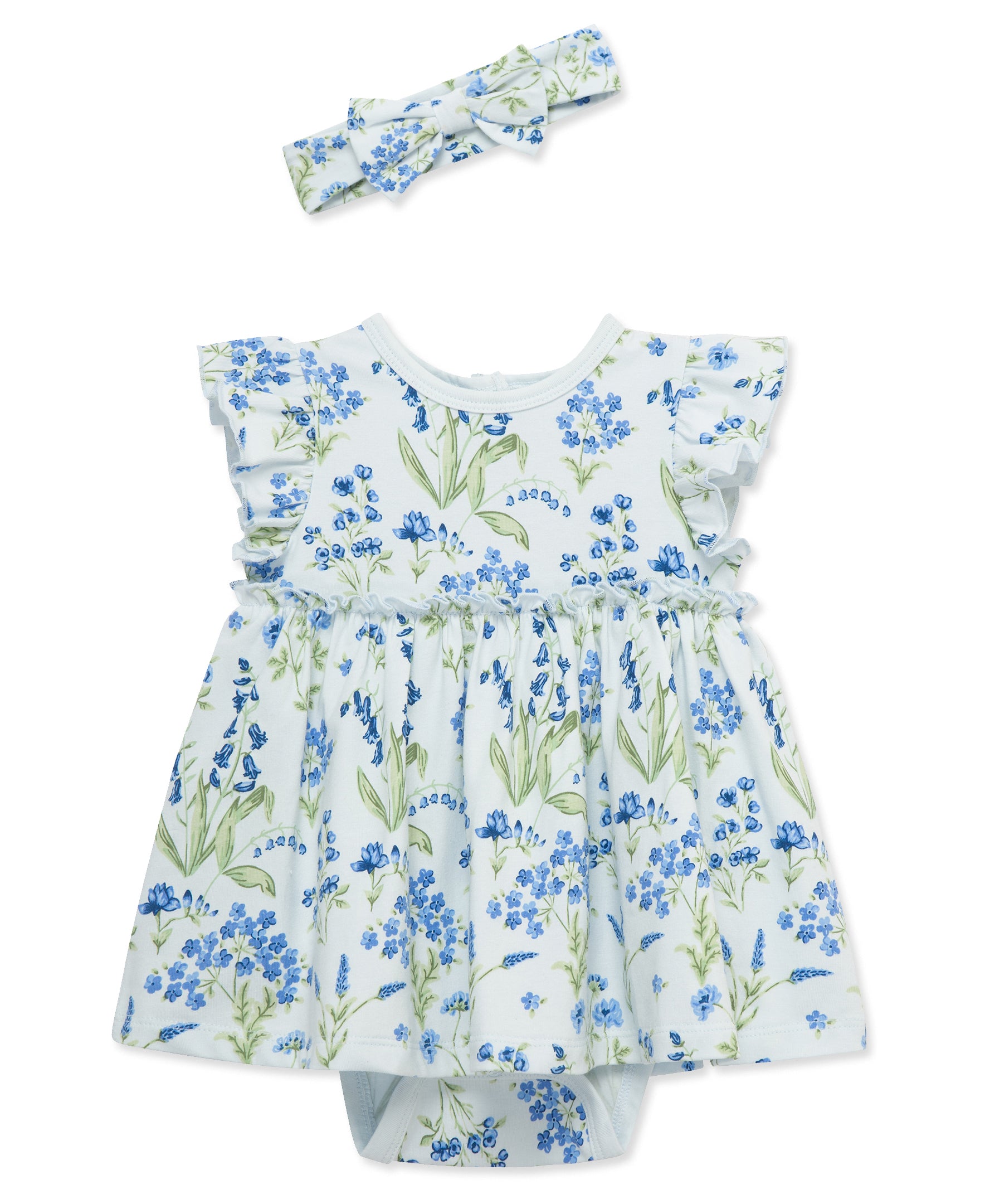 Bluebells Bodysuit Dress & Headband Set - Little Me