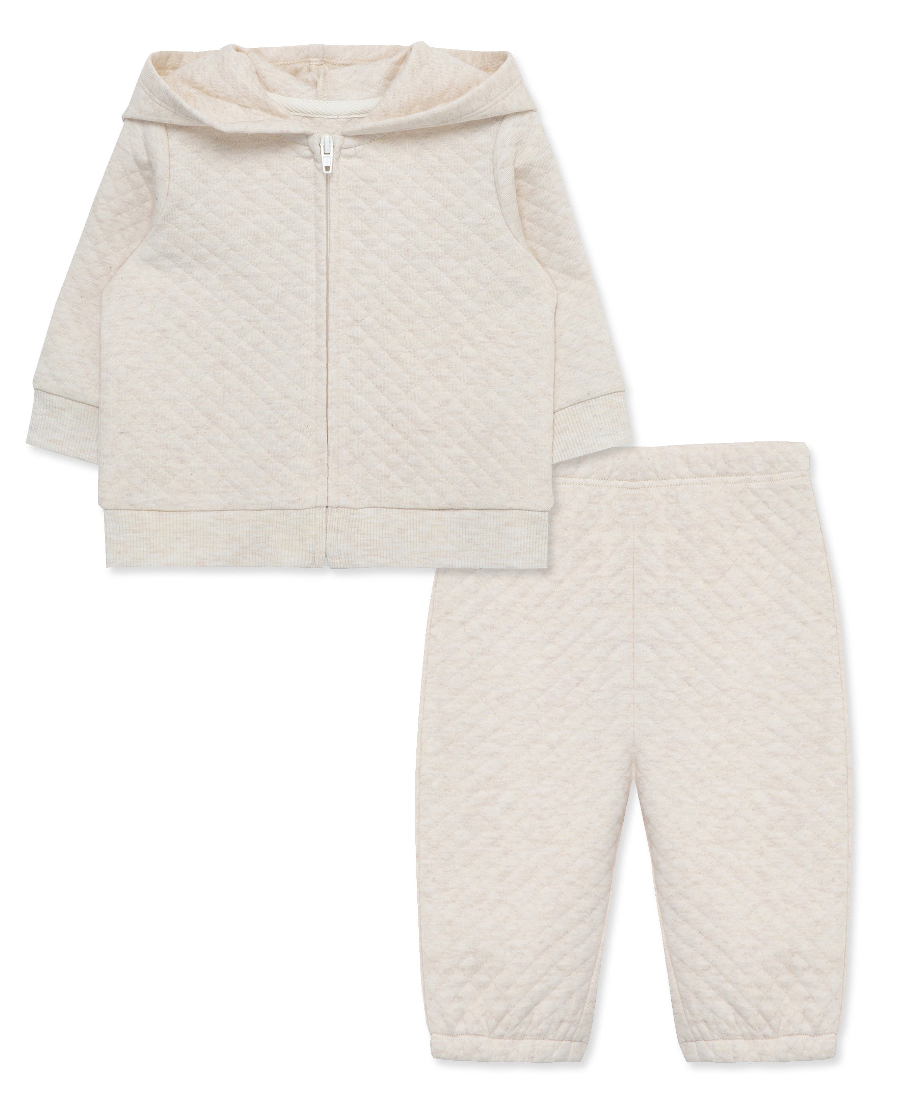 Oatmeal Quilted Hoodie Set - Little Me