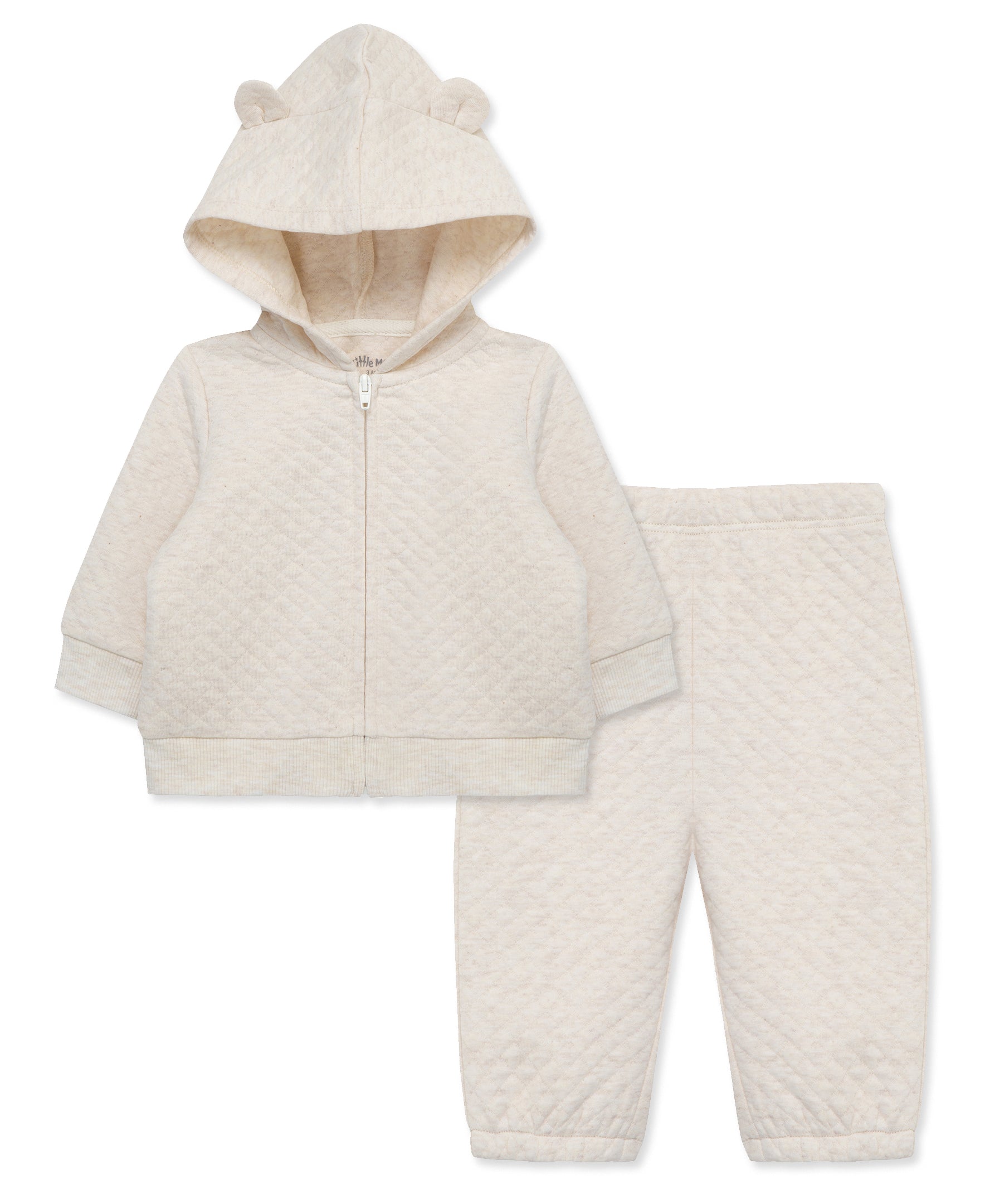 Oatmeal Quilted Hoodie Set - Little Me