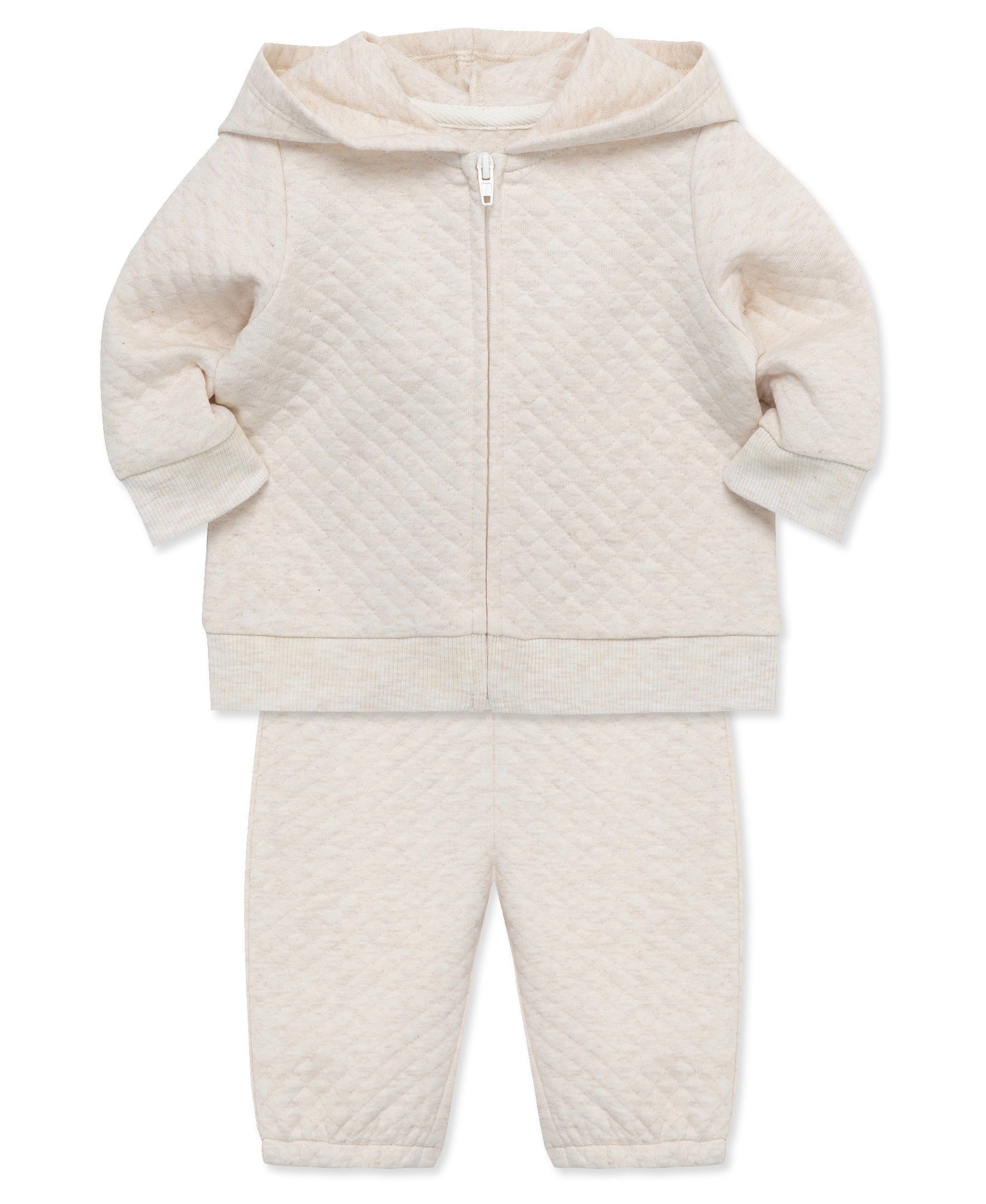 Oatmeal Quilted Hoodie Set - Little Me