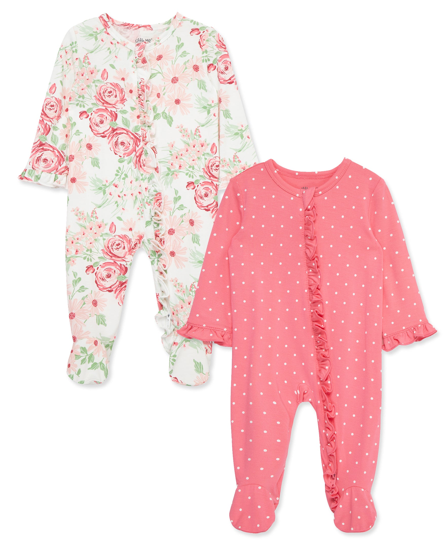 Floral 2-Way-Zip Footies (2-Pack) - Little Me