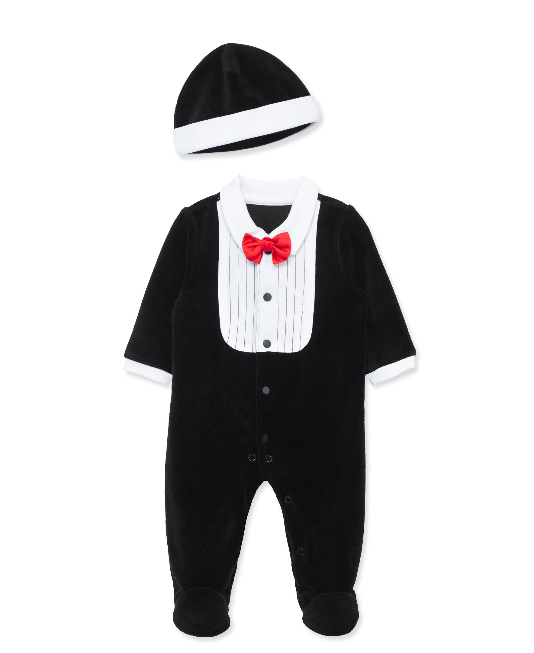 Tuxedo Velour Footie & Hat - Little Me