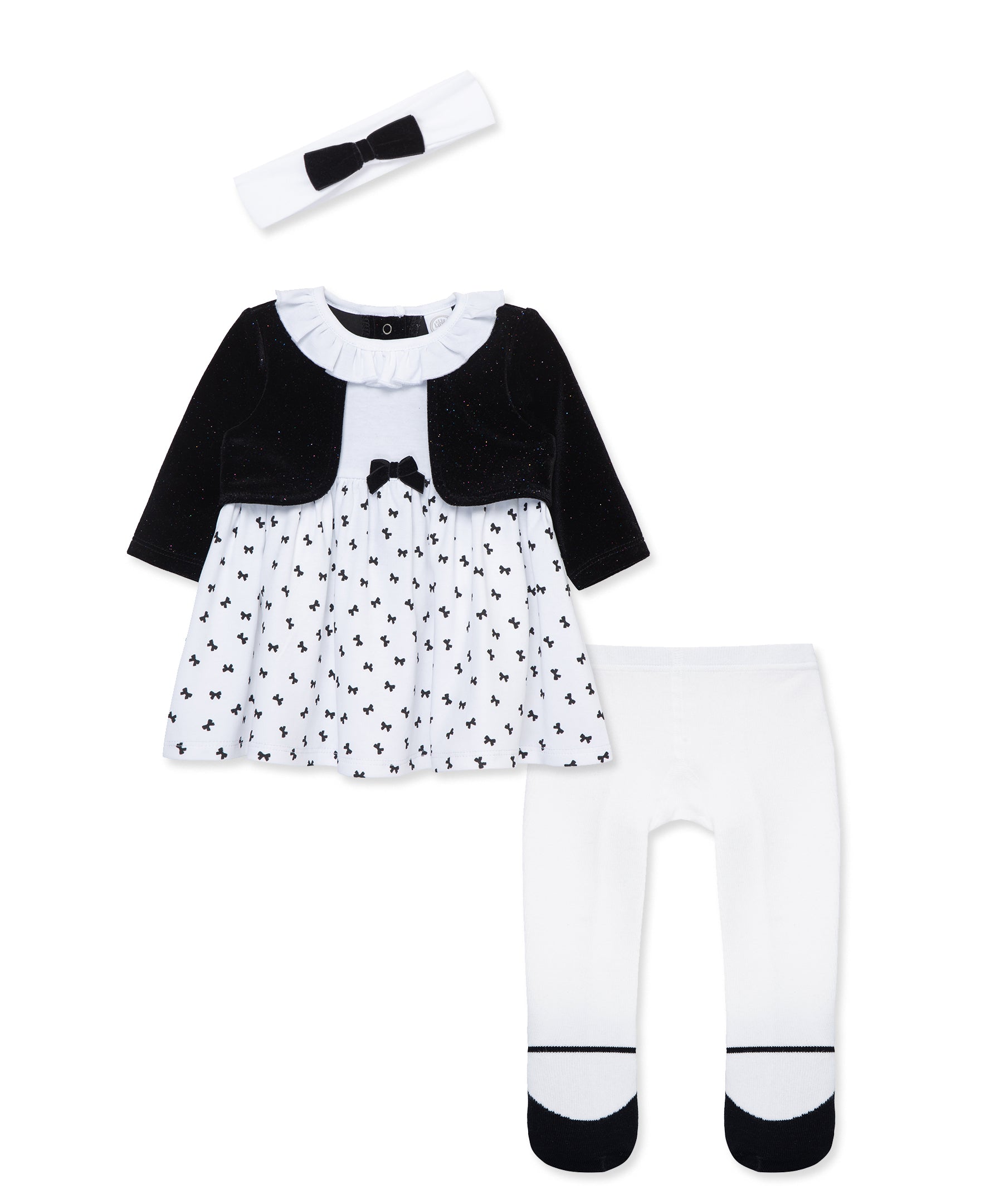 Sparkle Bows Velour Dress Set - Little Me