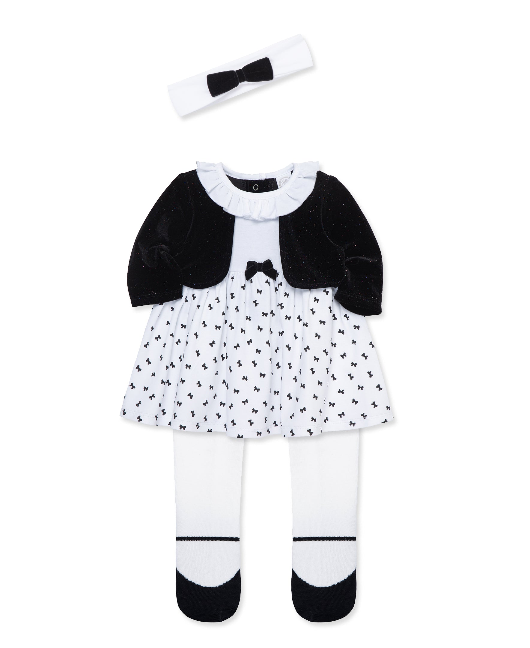 Sparkle Bows Velour Dress Set - Little Me