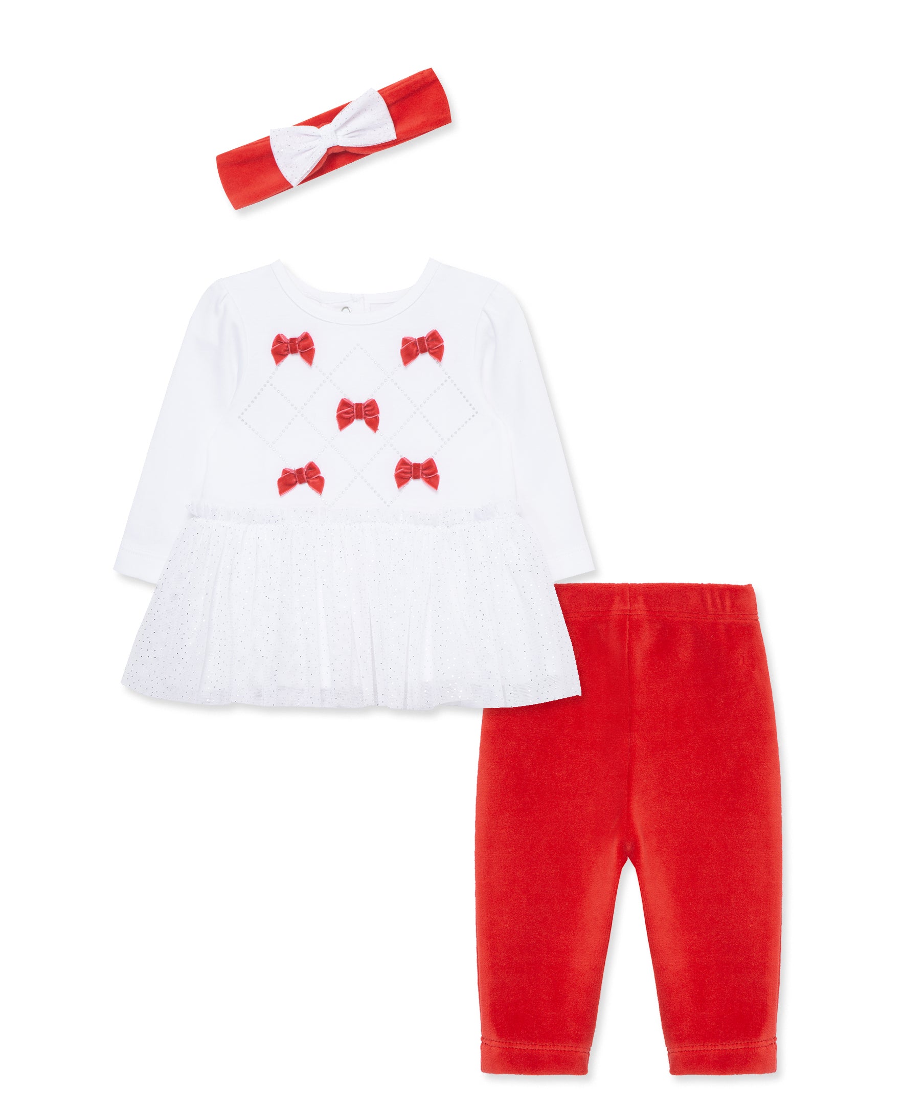 Festive Bows Velour Tutu Dress Set - Little Me