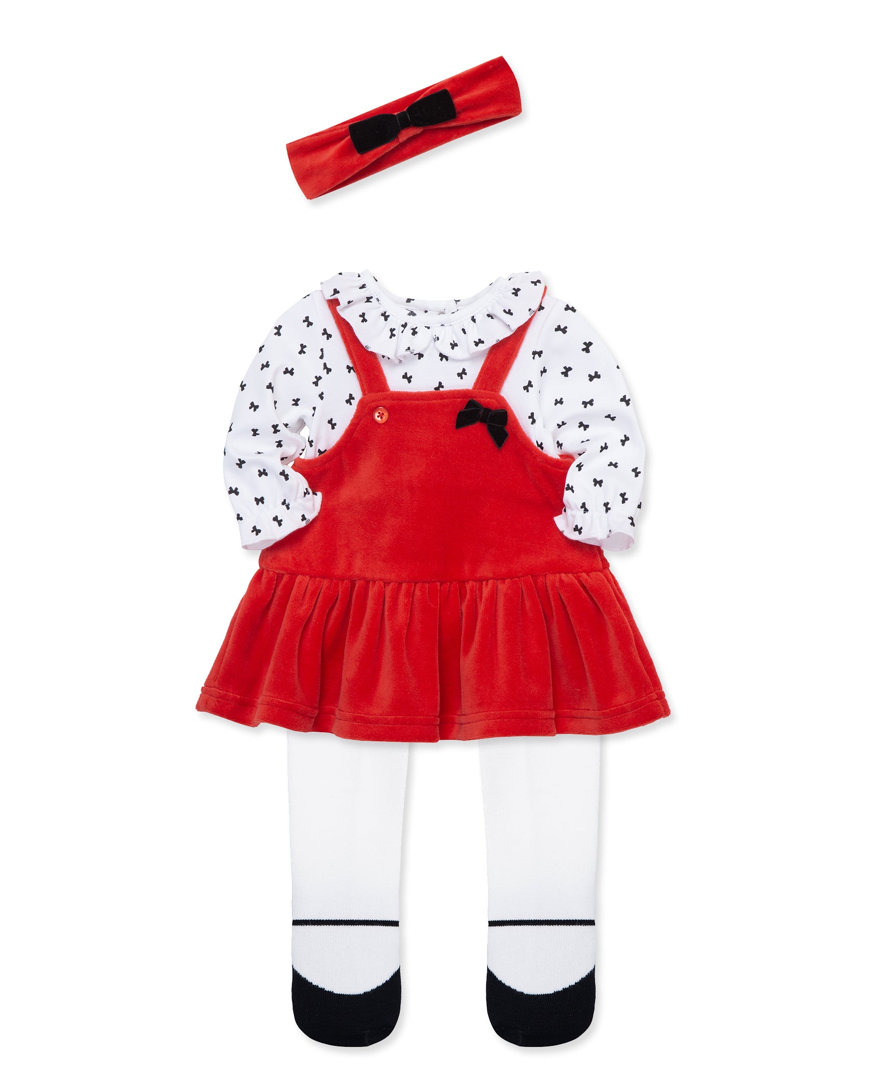 Festive Bows Velour Dress Set - Little Me