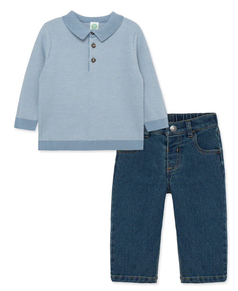 Birds Eye Knit Polo Set (12M-24M) - Little Me