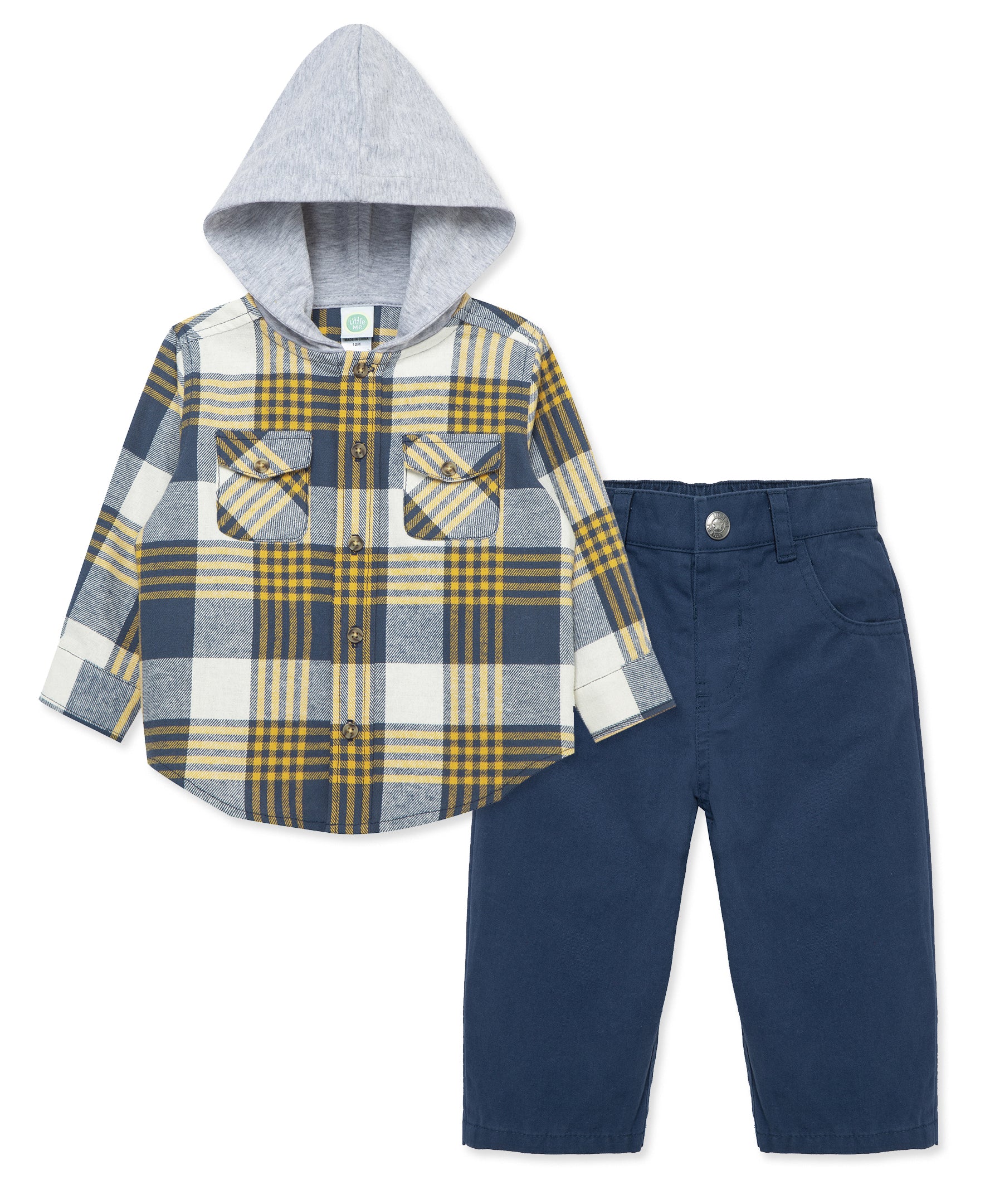 Navy Plaid Woven Pant Set (12M-24M) - Little Me