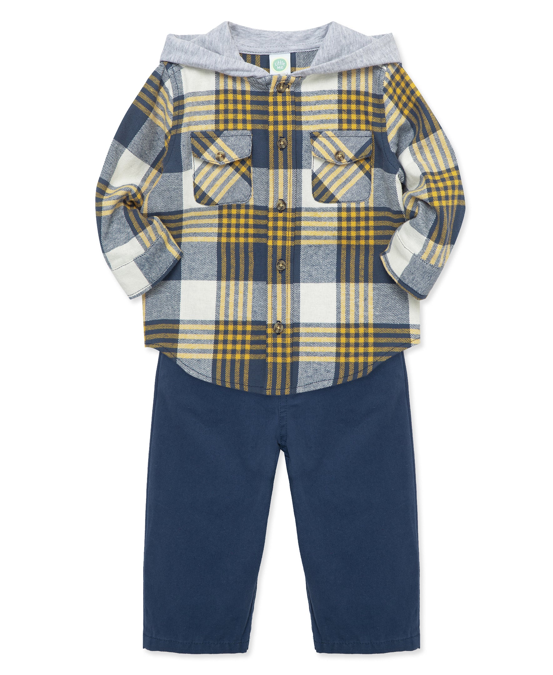 Navy Plaid Woven Pant Set (12M-24M) - Little Me