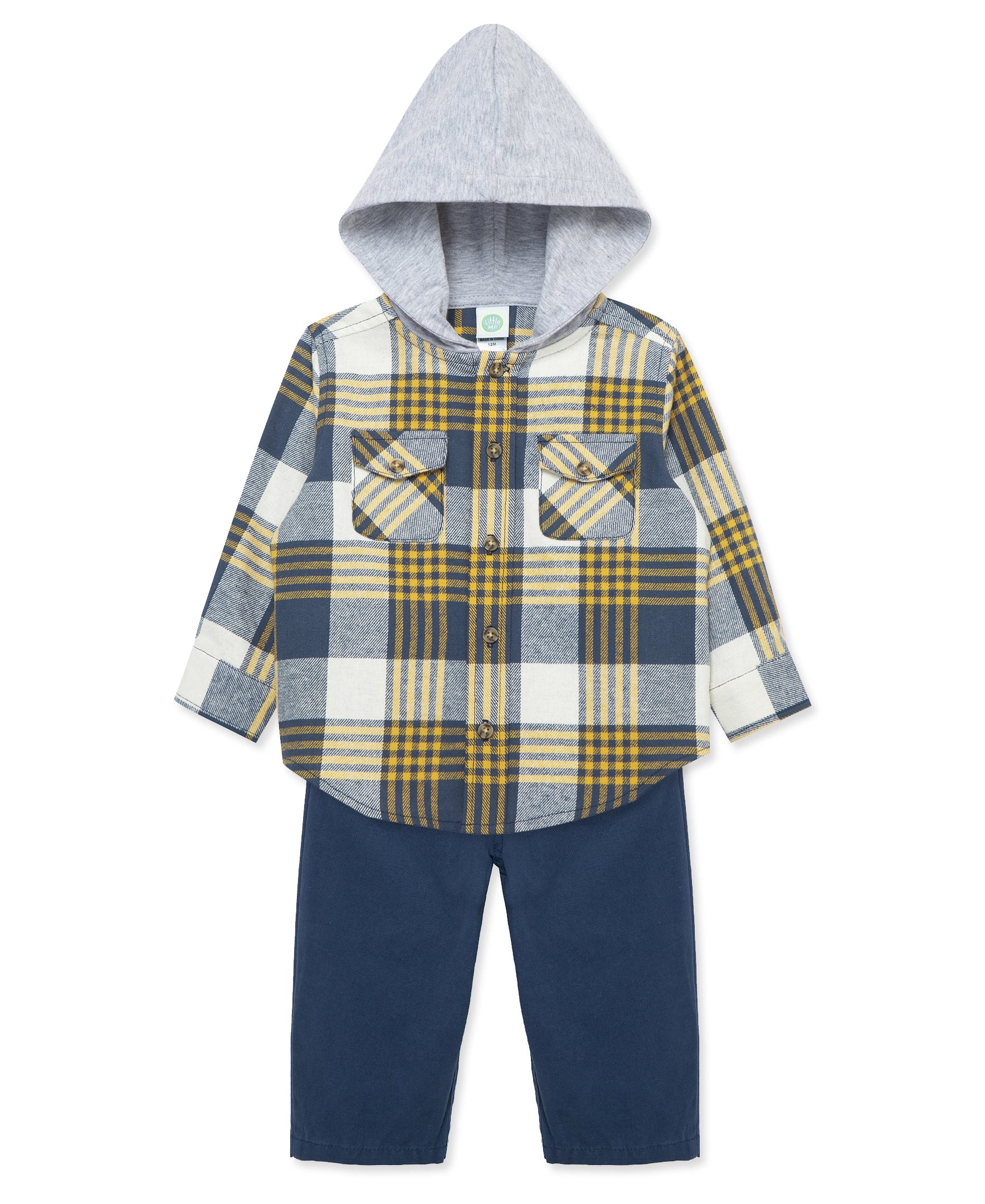 Navy Plaid Woven Pant Set (12M-24M) - Little Me