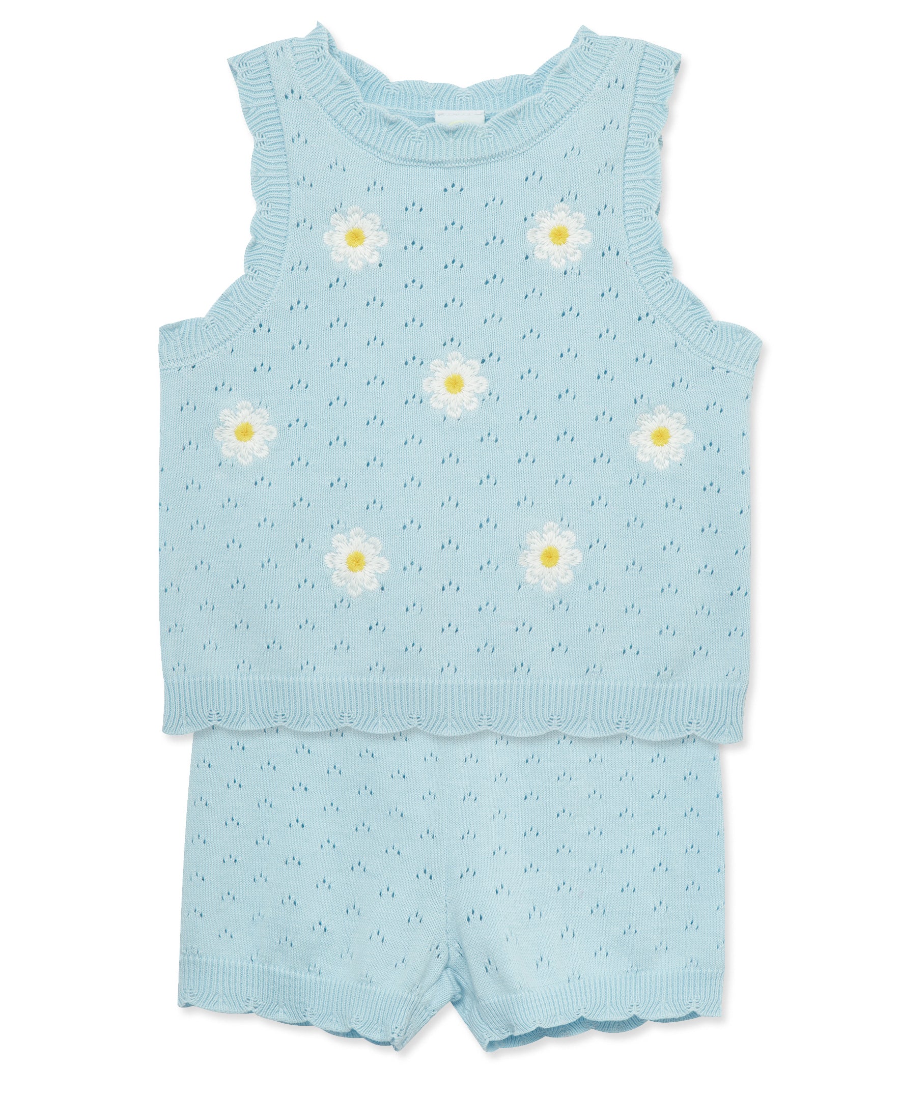 Daisy Pointelle Knit Short Set (12M-24M) - Little Me