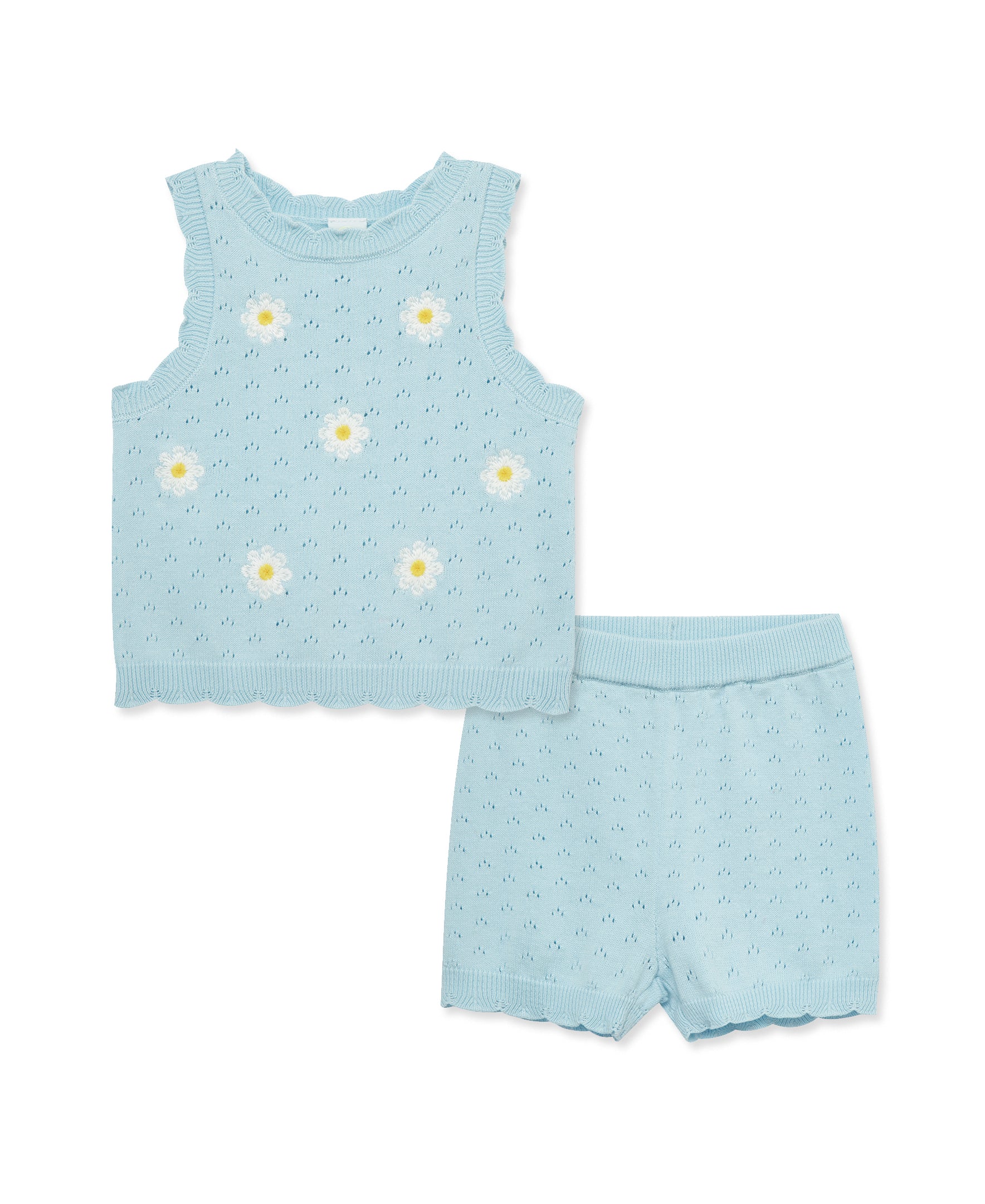 Daisy Pointelle Knit Short Set (2T-4T) - Little Me