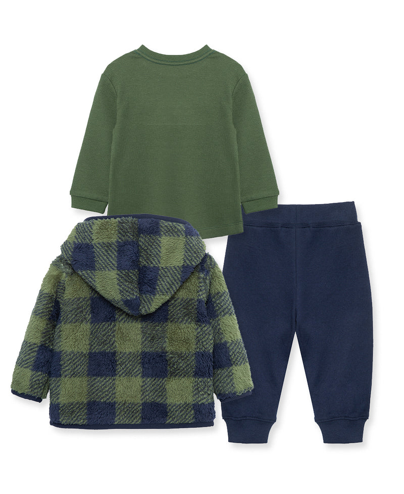Check 3-Piece Toddler Sherpa Set (2T-4T) - Little Me