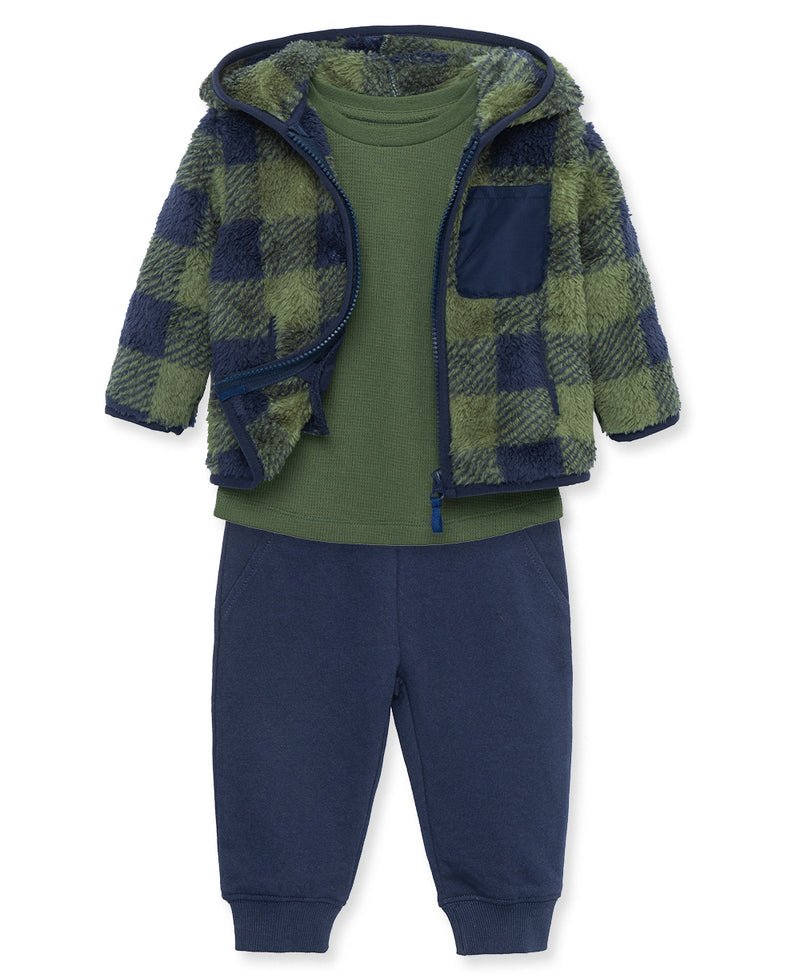 Check 3-Piece Toddler Sherpa Set (2T-4T) - Little Me