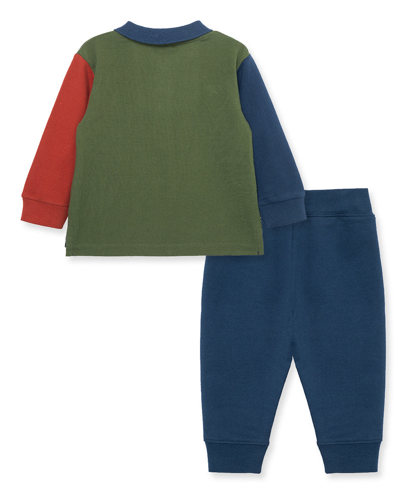 Color Block Long Sleeve Toddler Polo Set (2T-4T) - Little Me
